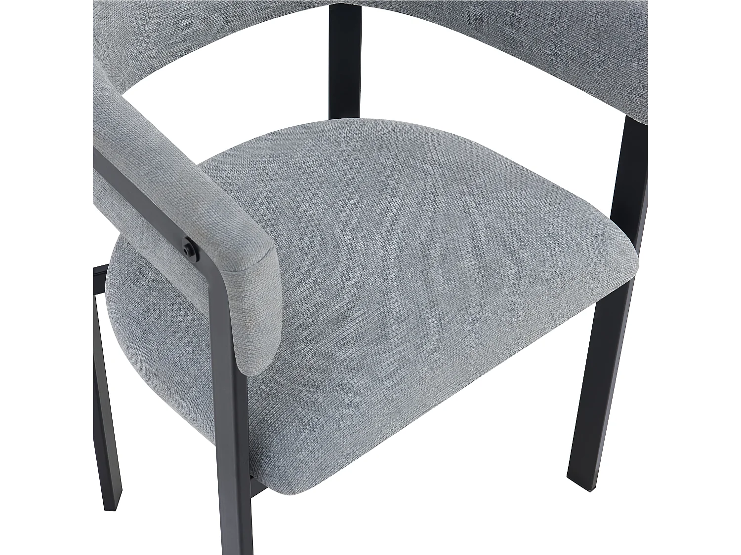 Lot de 6 chaises de salle à manger - Style moderne - Pieds de chaise en métal - Tissu chenille - confortable et respirant - Gris