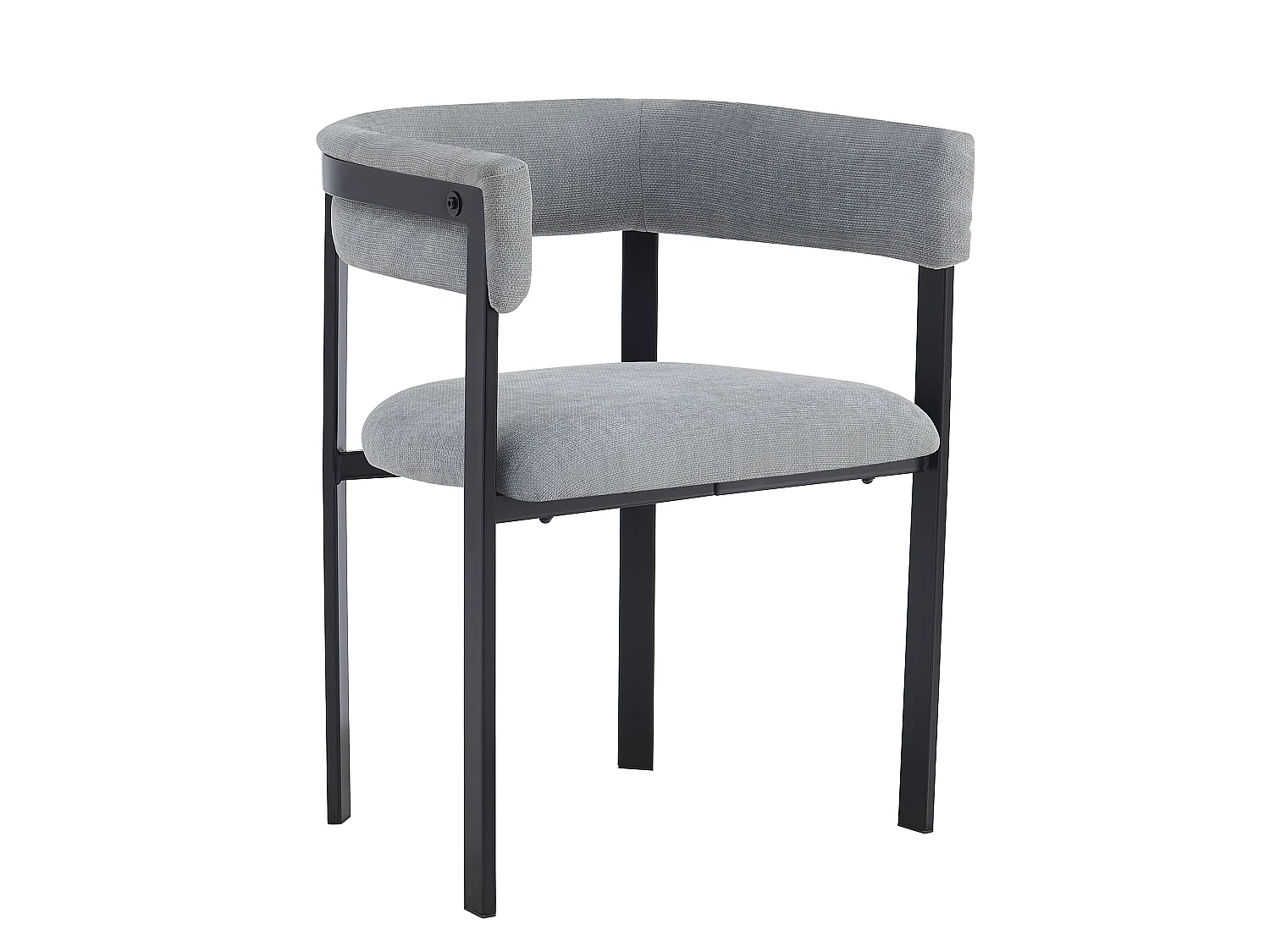Set van 4 eetkamerstoelen - Moderne stijl - Stoelpoten van metaal - Chenillestof - comfortabel en ademend - Grijs