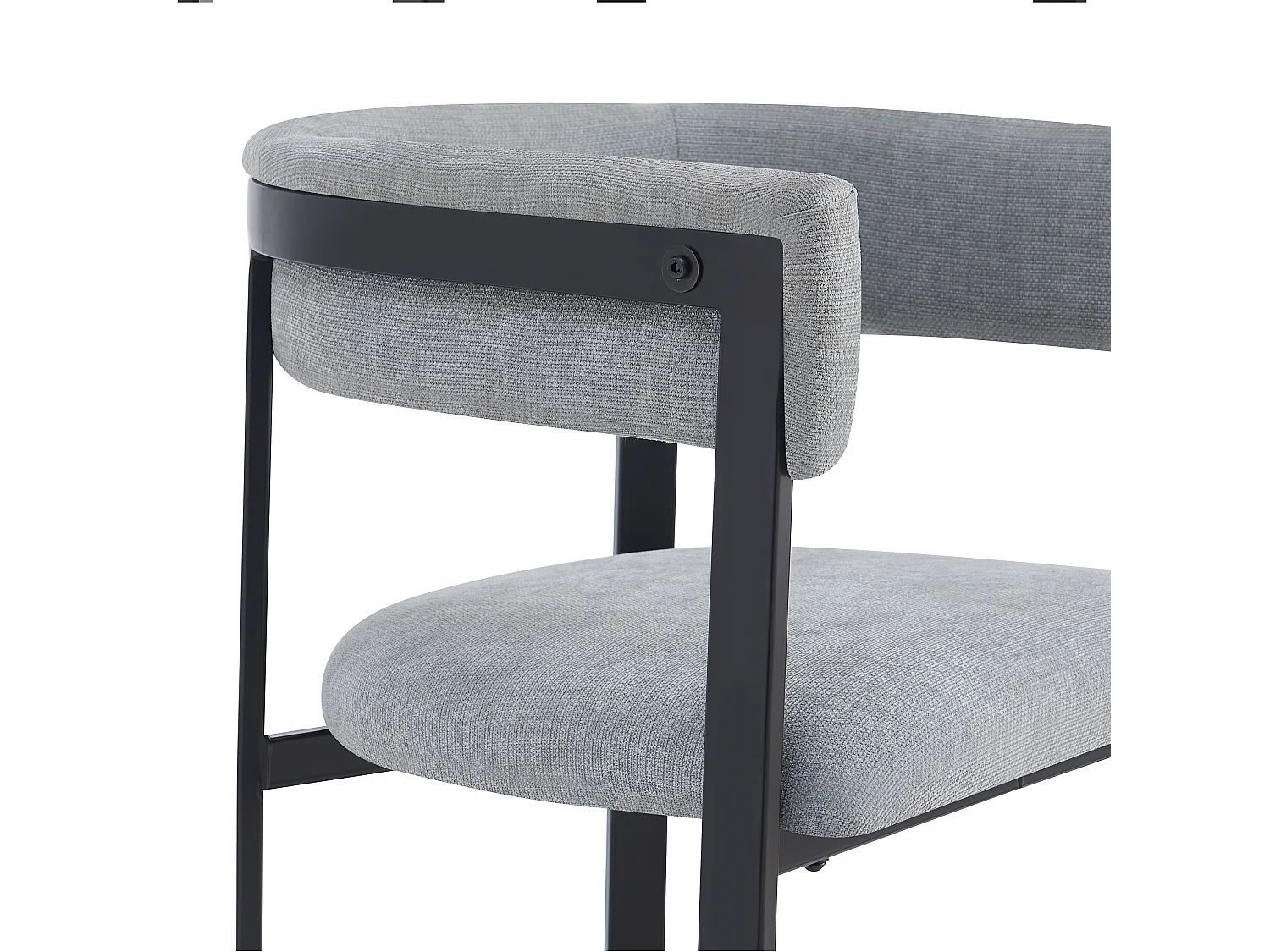 Set van 4 eetkamerstoelen - Moderne stijl - Stoelpoten van metaal - Chenillestof - comfortabel en ademend - Grijs
