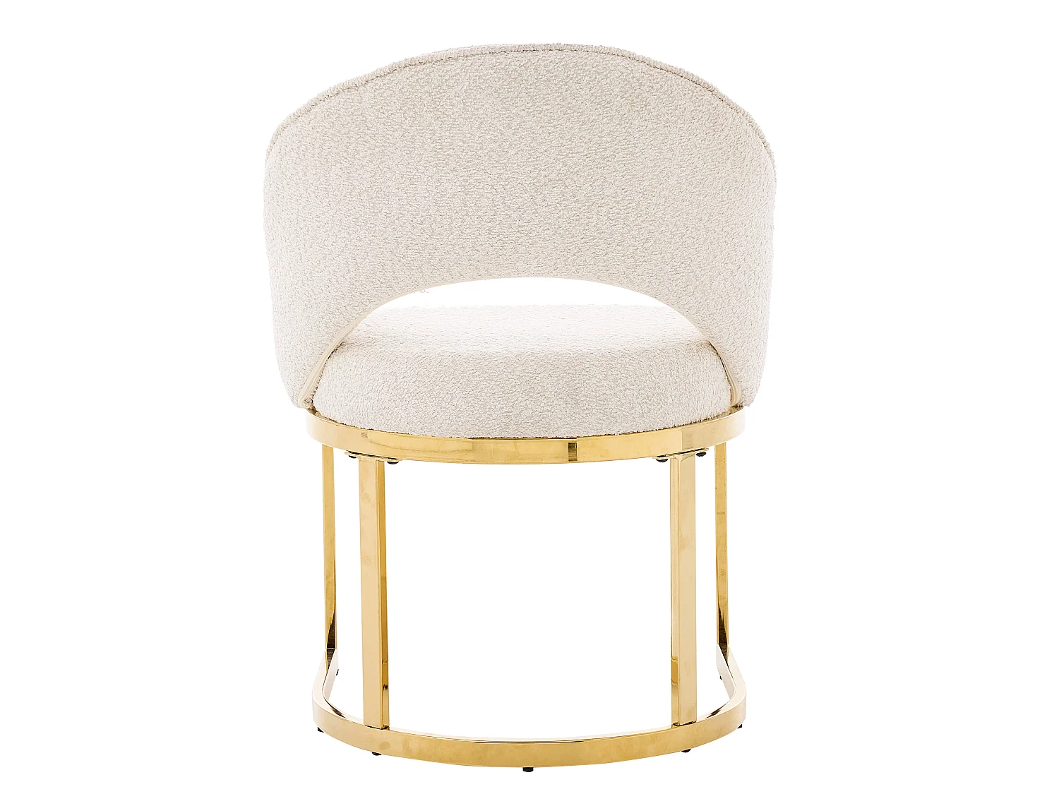 Lot de 4 chaises de salle à manger - Style moderne - Pieds plaqués or - Tissu en bouclé - Beige et doré