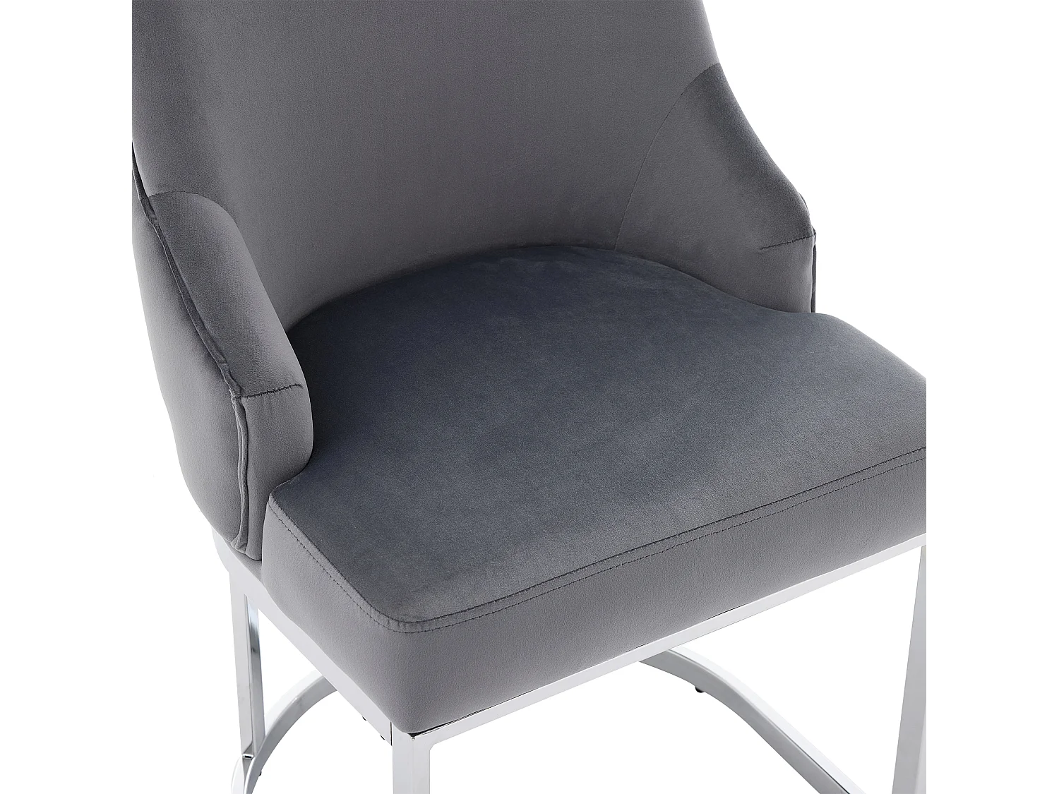Lot de 4 chaises de salle à manger - Style moderne - Pieds plaqués or - Tissu velours - Gris et argent