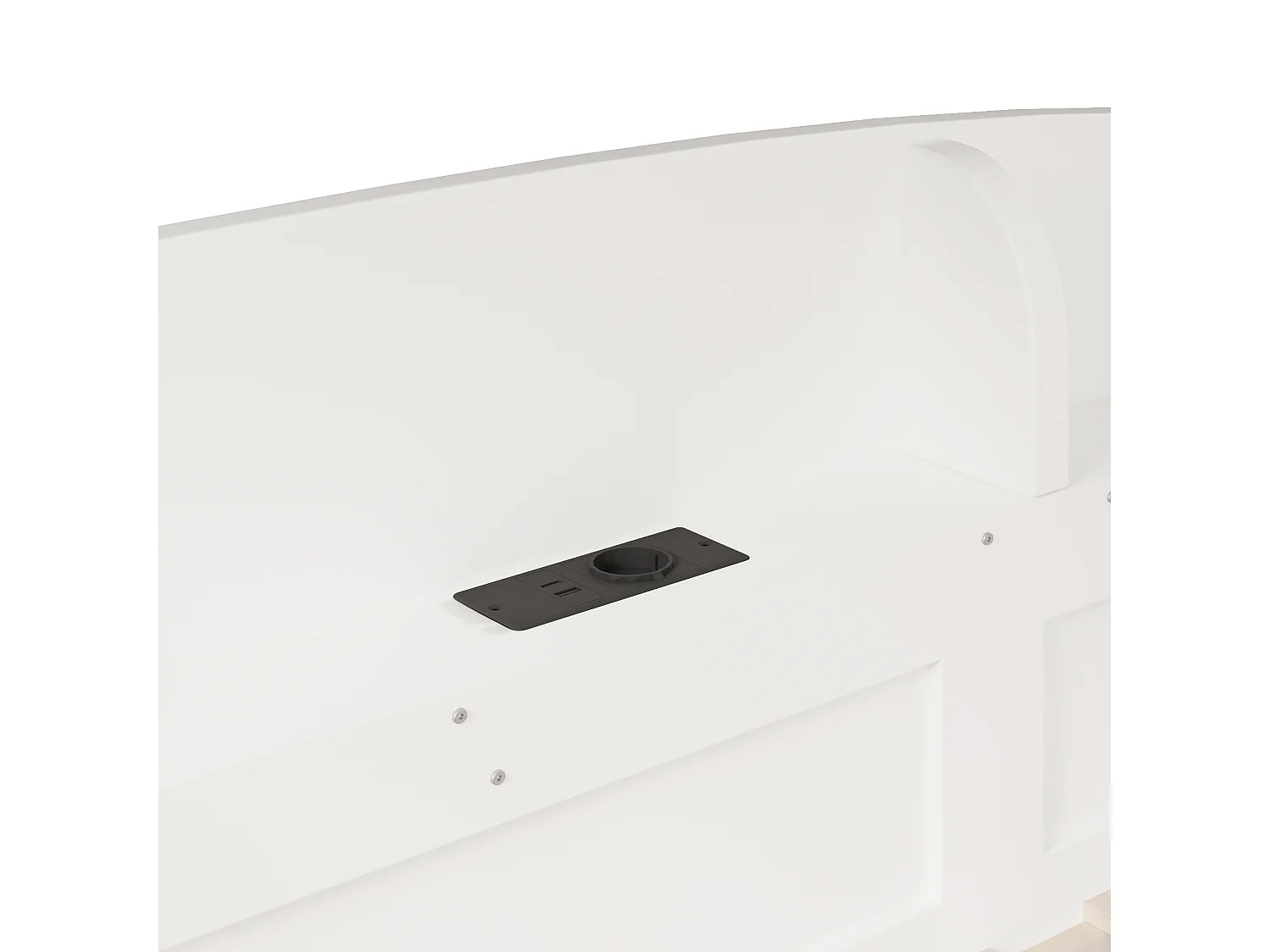 Lit superposé 90 x 200 cm - avec barrière de sécurité et échelle - avec port USB et étagère - MDF - Blanc (sans matelas)
