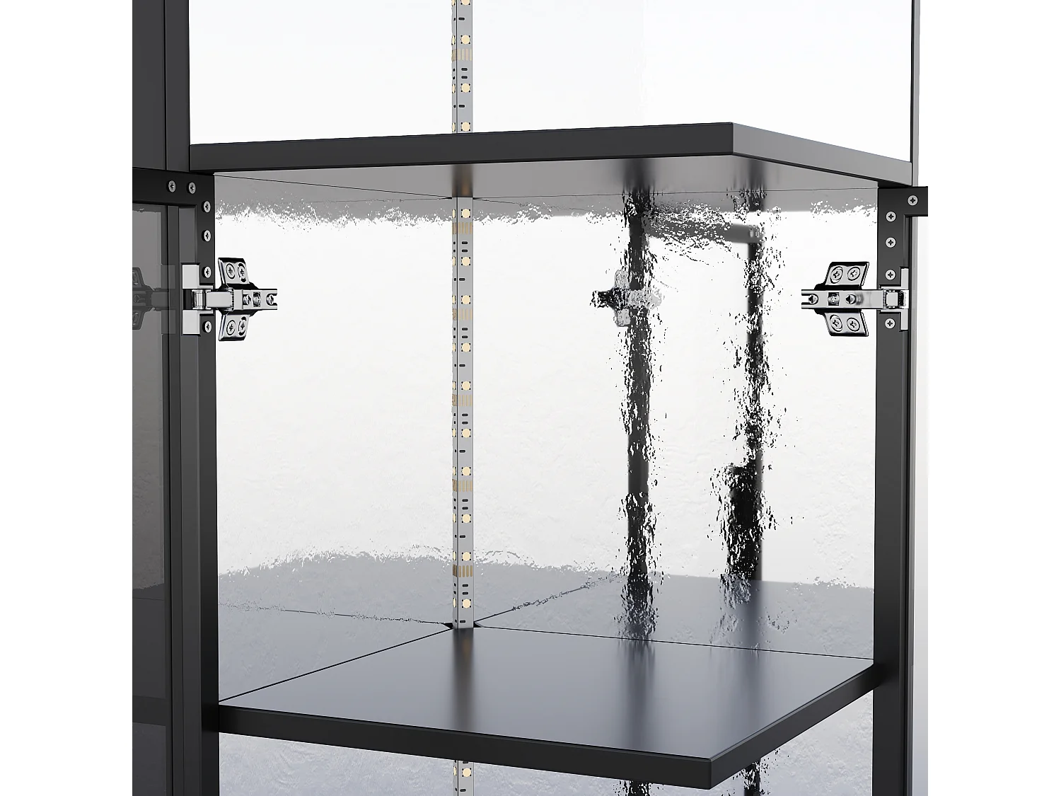 Vitrine extensible en verre 64x42x112 cm - Meuble latéral extensible - Éclairage LED - 2 portes vitrées - Noir