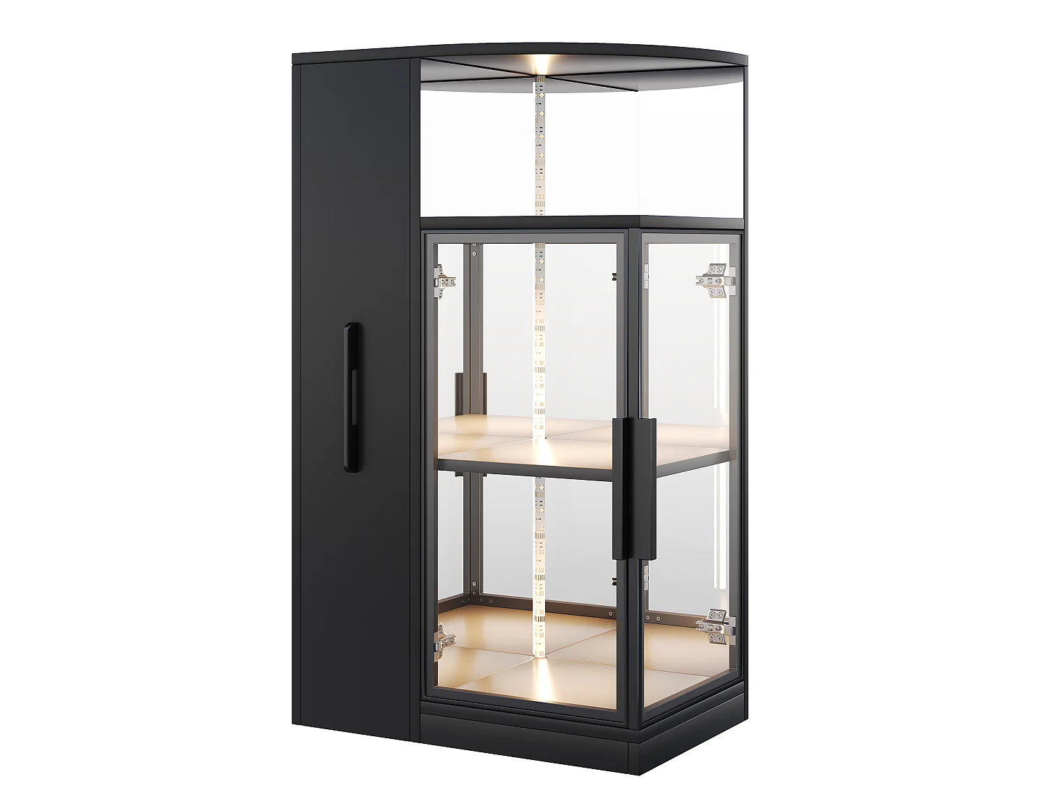 Vitrine extensible en verre 64x42x112 cm - Meuble latéral extensible - Éclairage LED - 2 portes vitrées - Noir