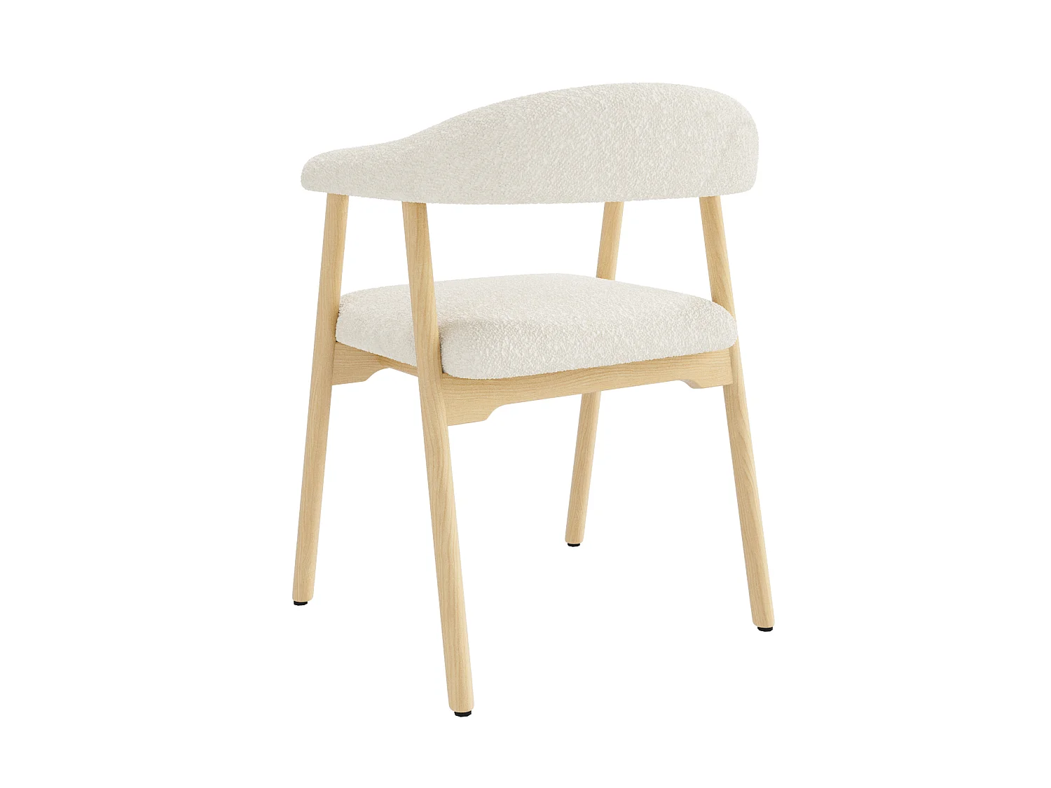 Set mit 4 Esszimmerstühlen - Stuhlbeine aus Massivholz - Schlingenstoff - bequem und atmungsaktiv - Beige + Natur