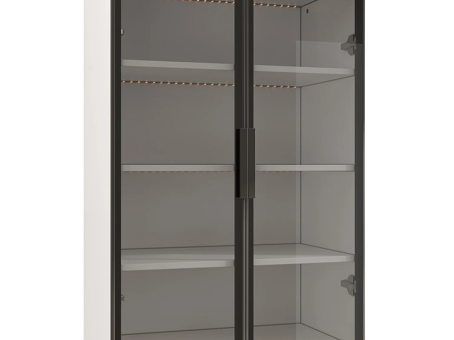 Vitrine en verre 60×40×160 cm - Éclairage LED - Avec 4 portes - Structure en aluminium - Panneaux de particules - Blanc