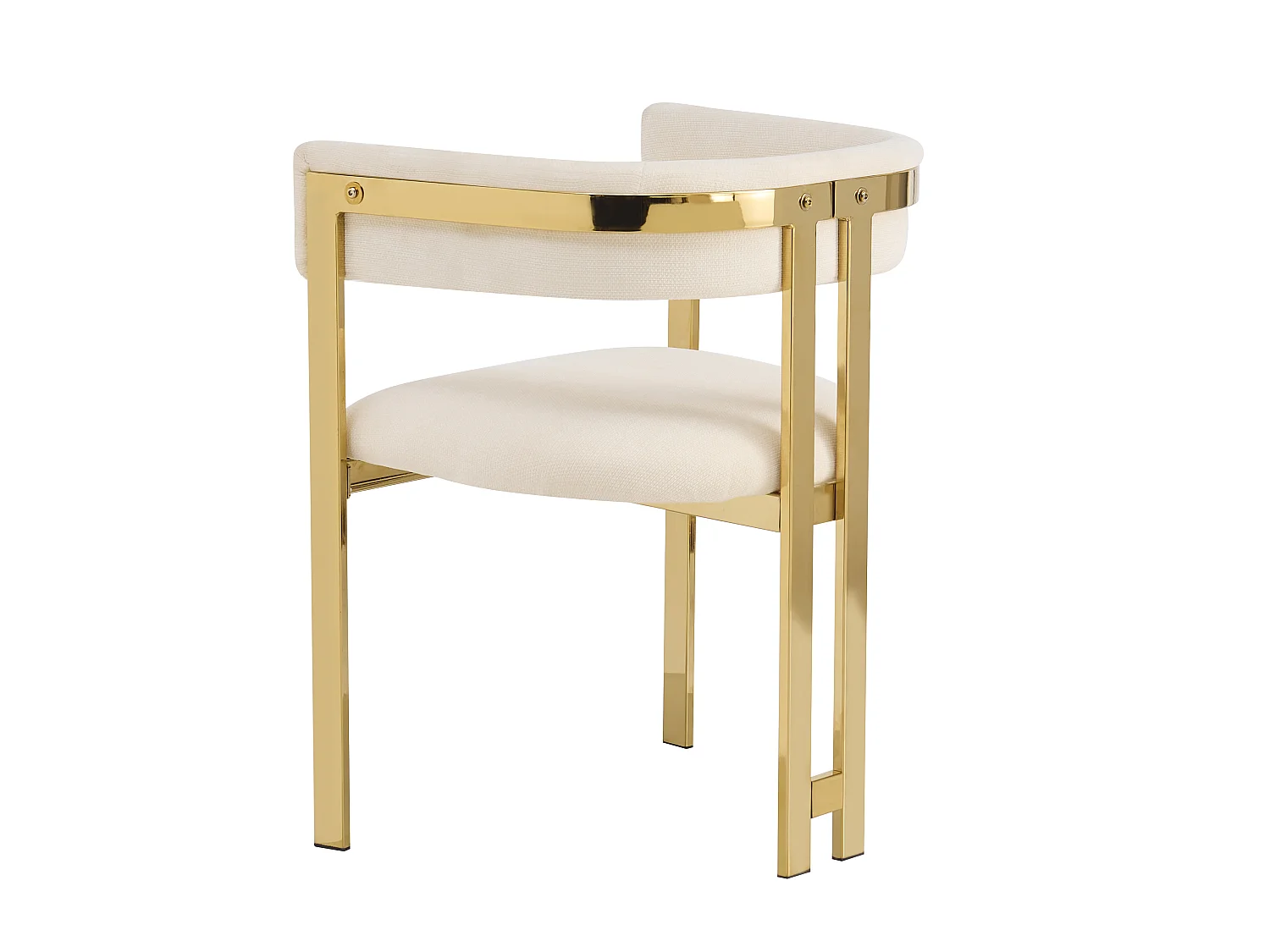 Lot de 2 chaises de salle à manger - Style moderne - Pieds de chaise plaqués or - Tissu chenille - confortable et respirant - Beige et or