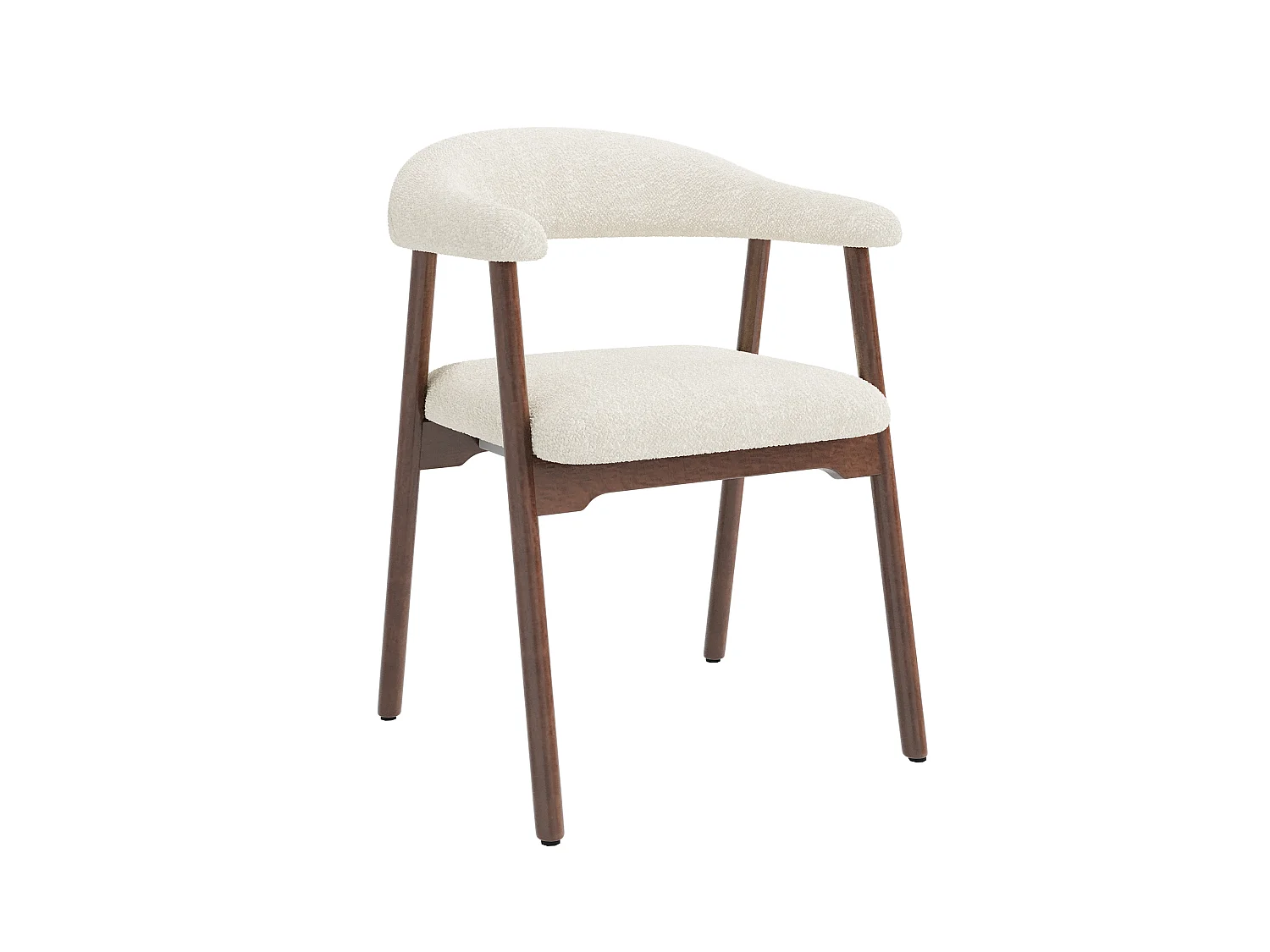 Lot de 6 chaises de salle à manger - pieds de chaise en bois massif - tissu à boucles - confortable et respirant - Beige + marron