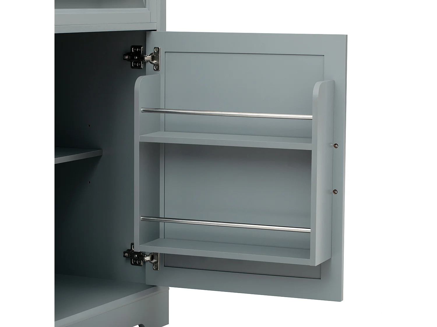 Îlot central de cuisine - table à manger extensible - avec armoire à poubelle et tiroirs - avec roulettes et espace de rangement - Gris