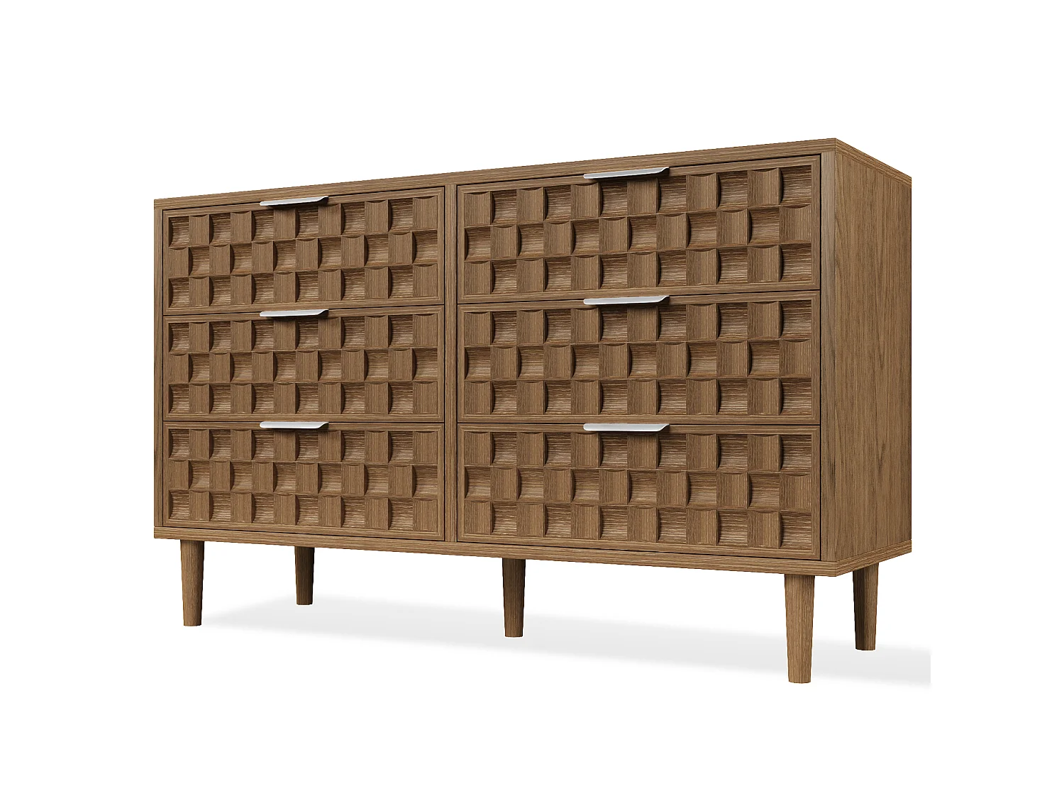 Byffé/Kommod 120x37x77cm - med 6 lådor - chokladrånmönster - ekfärg