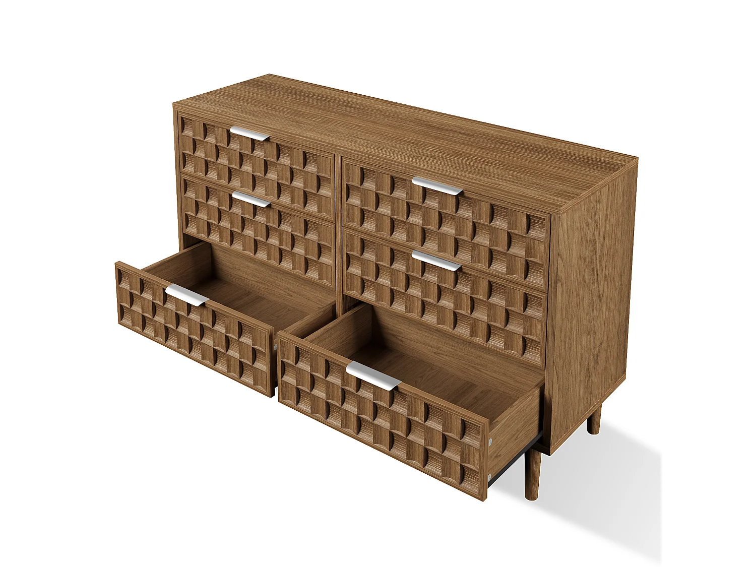 Byffé/Kommod 120x37x77cm - med 6 lådor - chokladrånmönster - ekfärg
