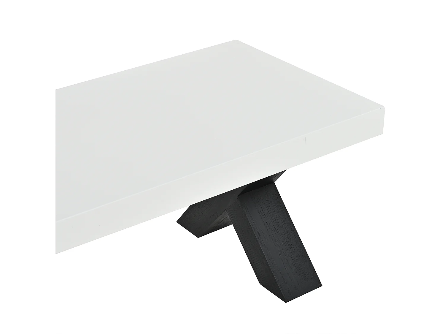 Tavolino basso rettangolare moderno 100x50x40 cm - Piano laccato lucido - Gambe a X - MDF - Bianco e nero
