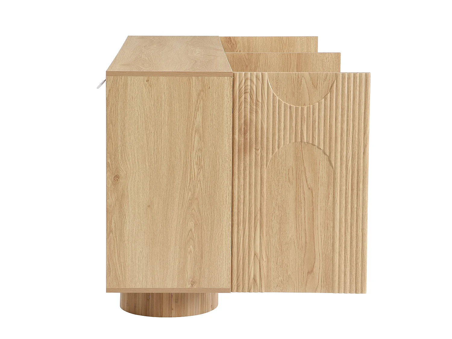 Buffet/Meuble à chaussures 160x38,5x76 cm - 4 portes et étagères réglables - Aspect bois - MDF - Naturel