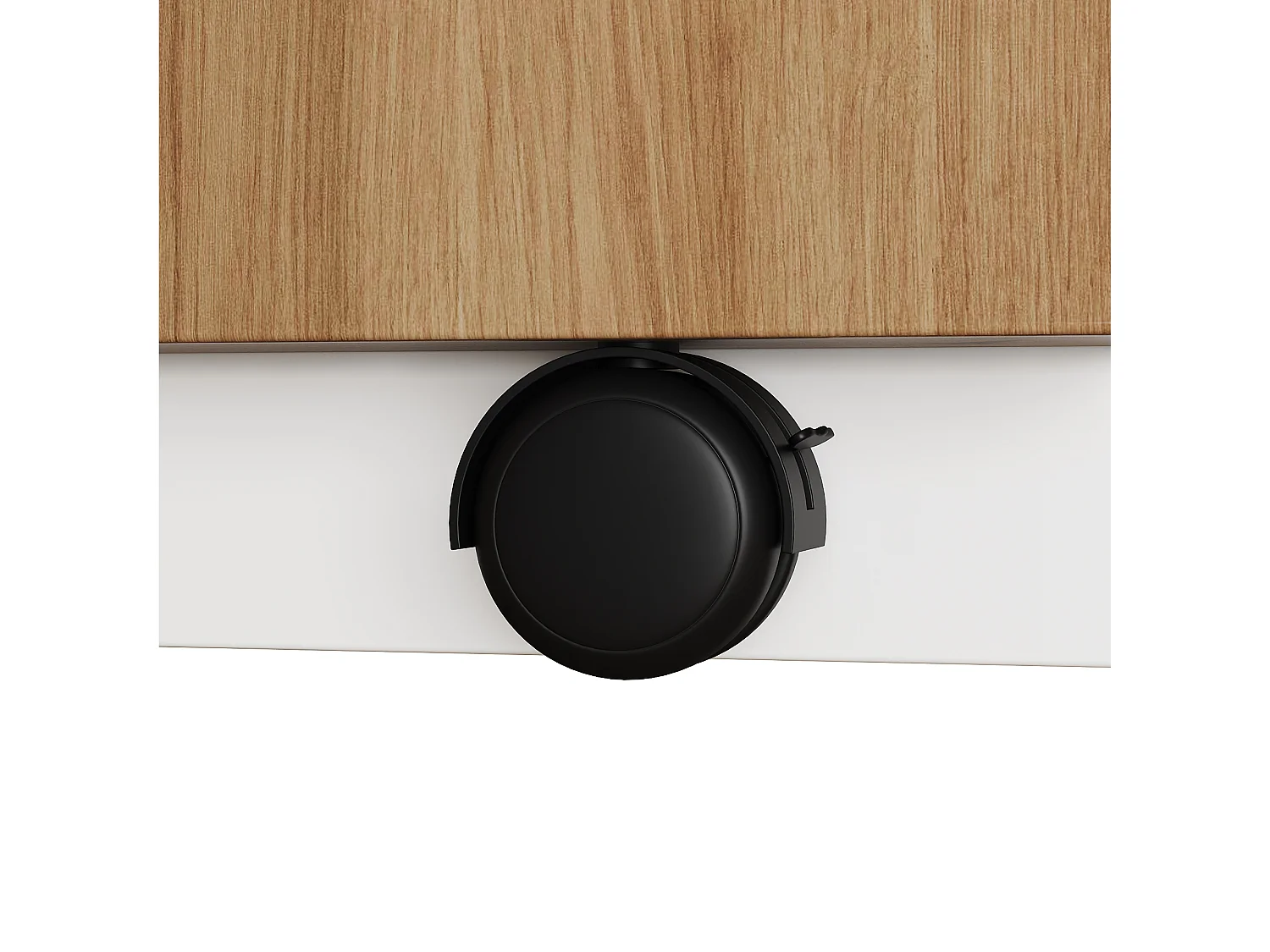 Svängbart och mobilt skrivbord - med låsbara hjul - 2 dörrar och 3 lådor - 4 cm tjock bordsskiva - Naturligt och vitt