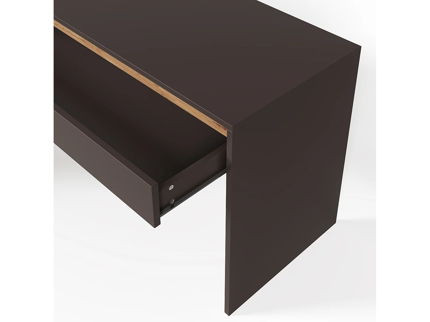 Bureau avec 5 tiroirs 140x50x78cm - Grand plateau - Coiffeuse avec rangements - Panneaux de particules - Blanc et naturel