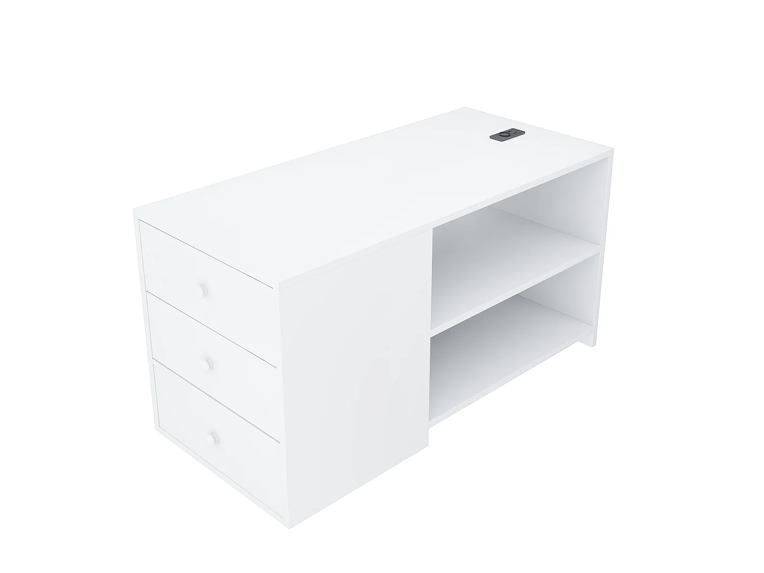 Lit enfant 90 x 200 cm - avec prise électrique - avec éclairage LED - avec 4 tiroirs - blanc (matelas non inclus)