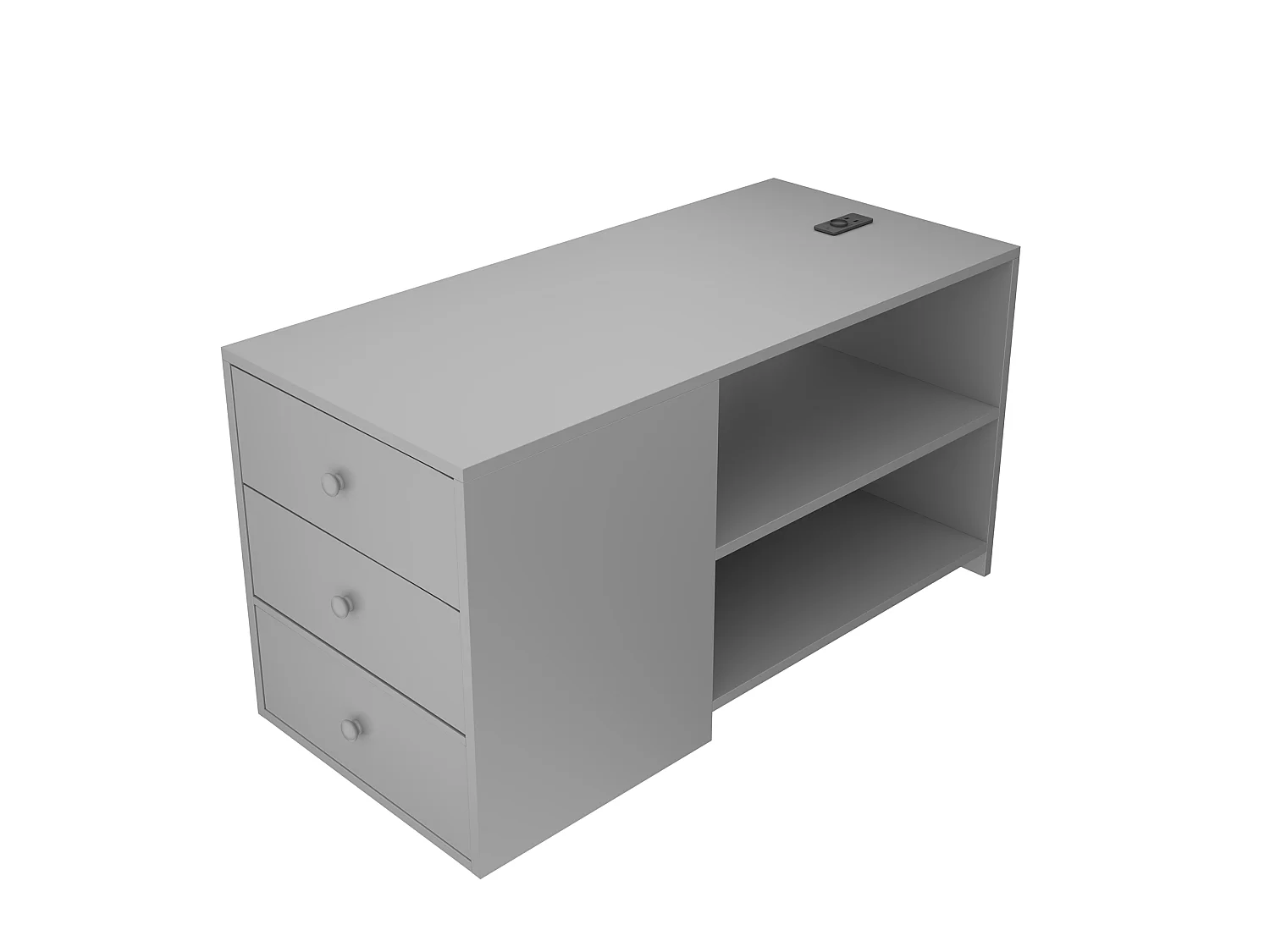 Lit enfant 90 x 200 cm - avec prise électrique - avec éclairage LED - avec 4 tiroirs - gris (matelas non inclus)