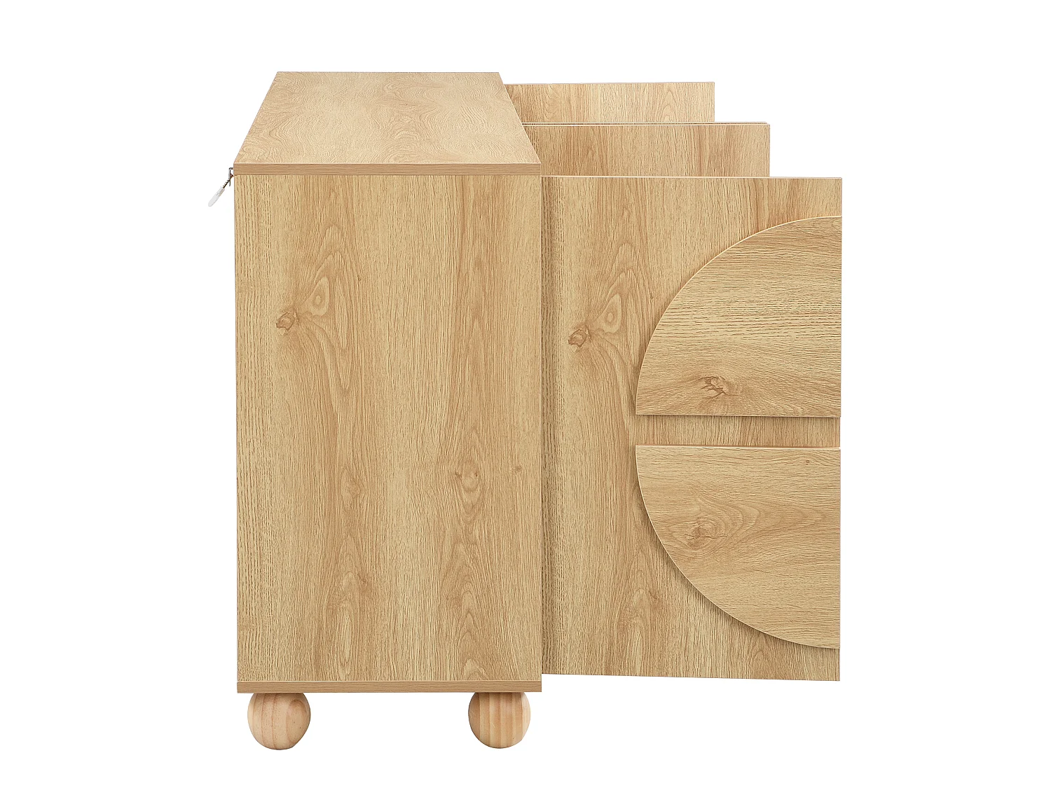 Buffet moderne 160x38x76 cm - 4 portes - Étagères réglables - Pieds en bois massif - MDF - Couleur naturelle