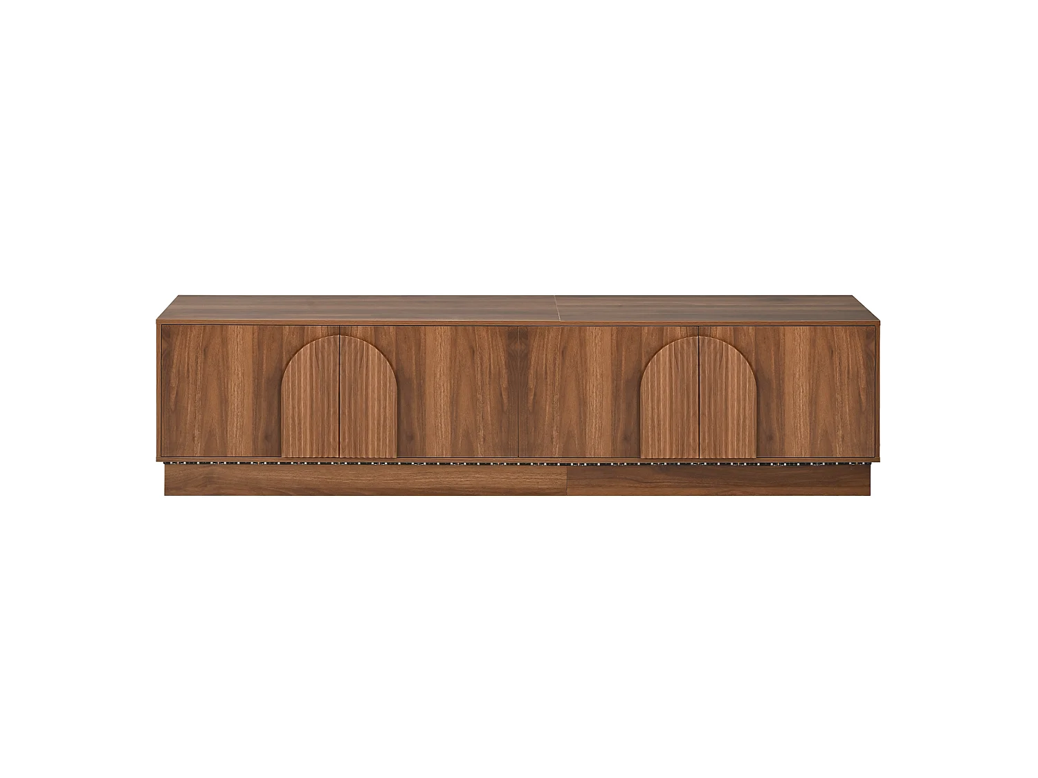 Möbel-TV 180x40x44,5 cm - LED-belysning - 4 infällda välvda dörrar - Imitation träfinish - MDF - Brun