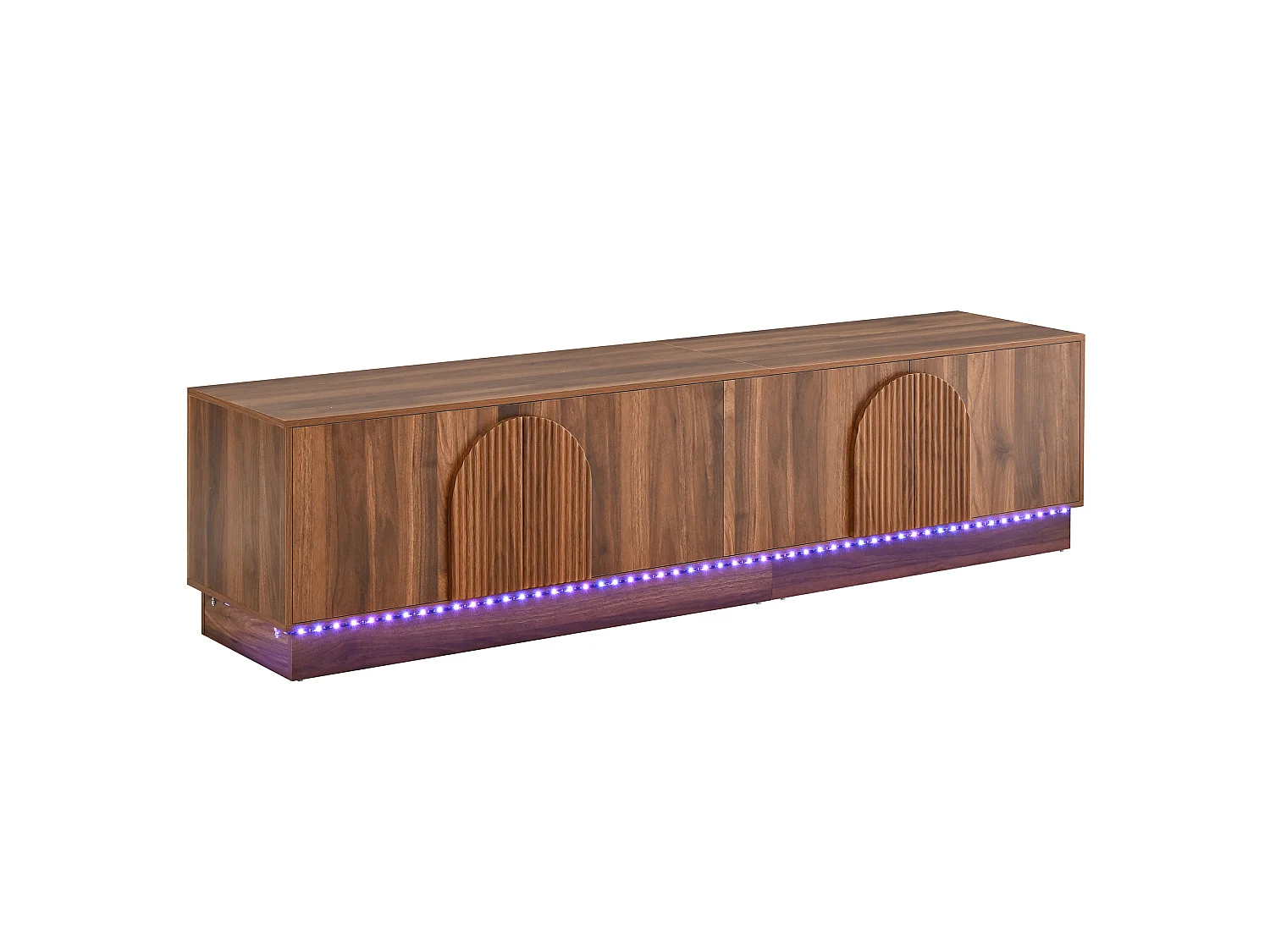 Möbel-TV 180x40x44,5 cm - LED-belysning - 4 infällda välvda dörrar - Imitation träfinish - MDF - Brun