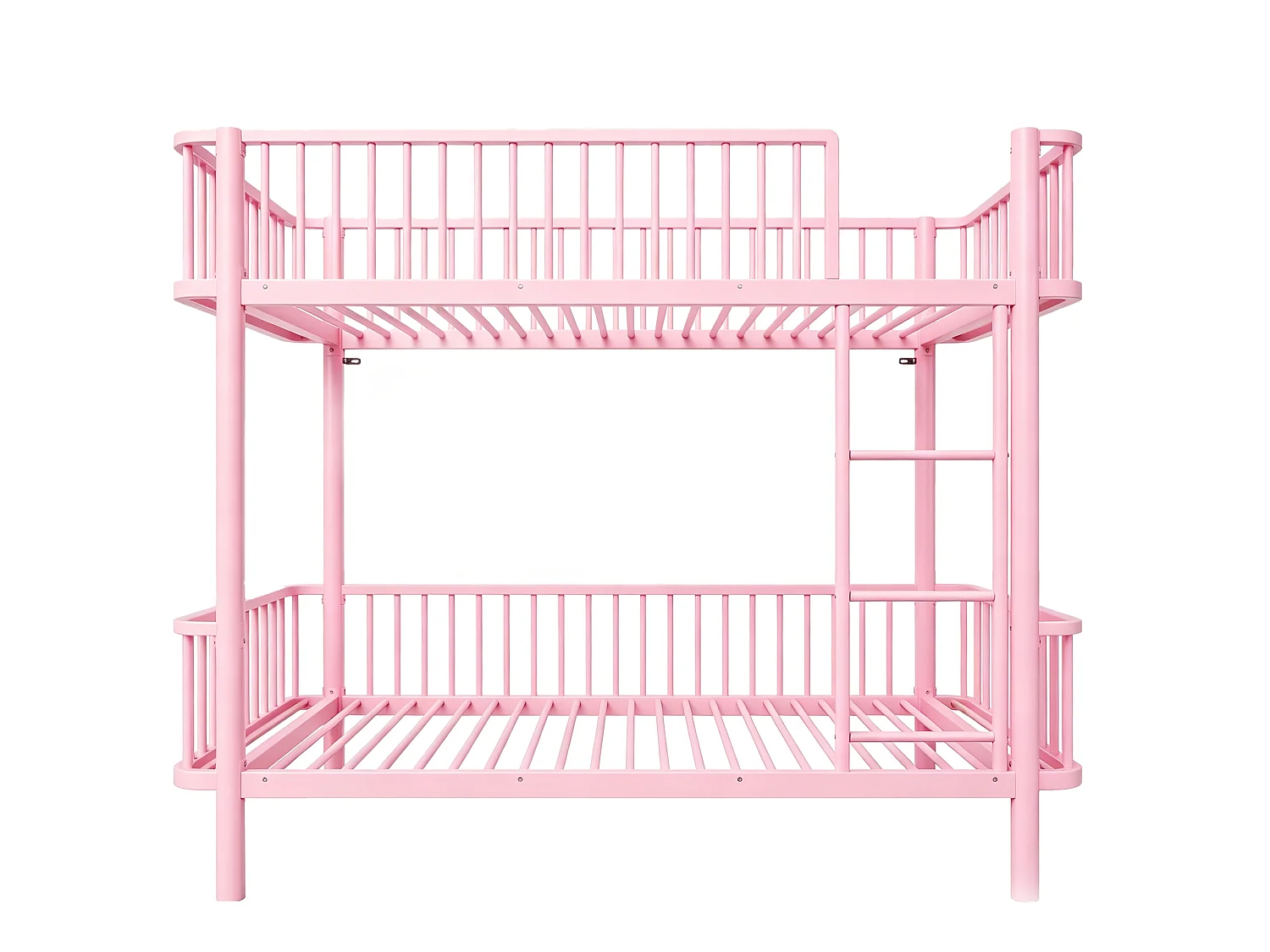 Lit superposé en métal pour enfant 90x200cm - Coins arrondis - Pieds allongés - Avec barrières de sécurité - rose (Matelas non inclus)