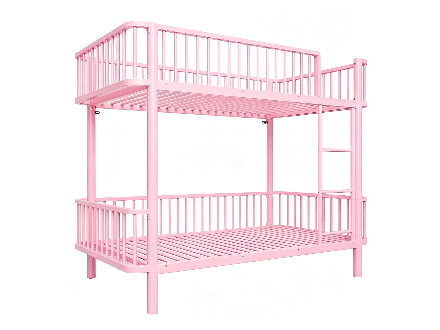 Lit superposé en métal pour enfant 90x200cm - Coins arrondis - Pieds allongés - Avec barrières de sécurité - rose (Matelas non inclus)
