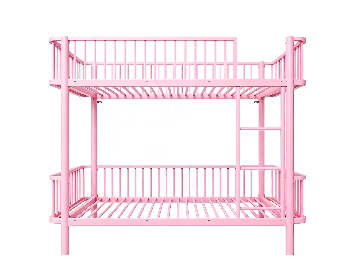 Lit superposé en métal pour enfant 90x200cm - Coins arrondis - Pieds allongés - Avec barrières de sécurité - rose (Matelas non inclus)