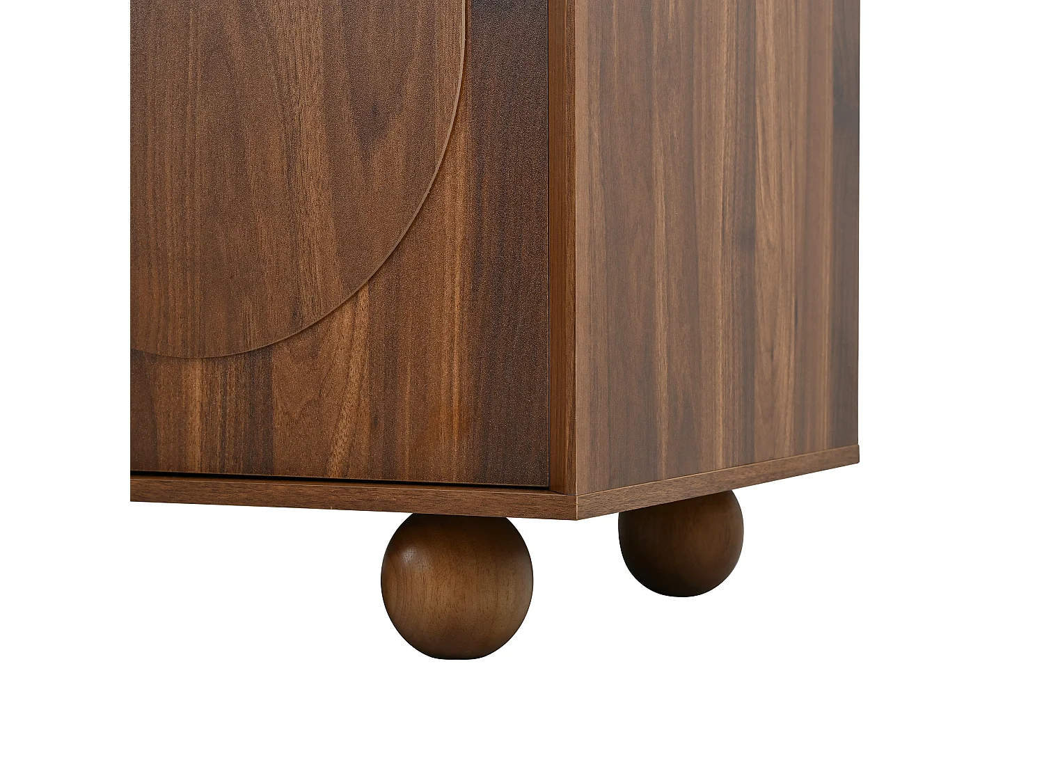 Vintage TV-möbel 180x40x44 cm - 4 präglade dörrar - Trälook - Massiva träklotfötter - Brun