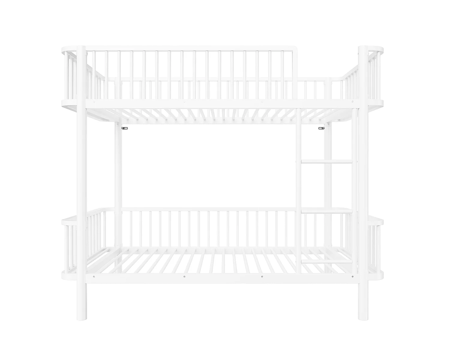 Lit superposé en métal pour enfant 90x200cm - Coins arrondis - Pieds allongés - Avec barrières de sécurité - Blanc (Matelas non inclus)