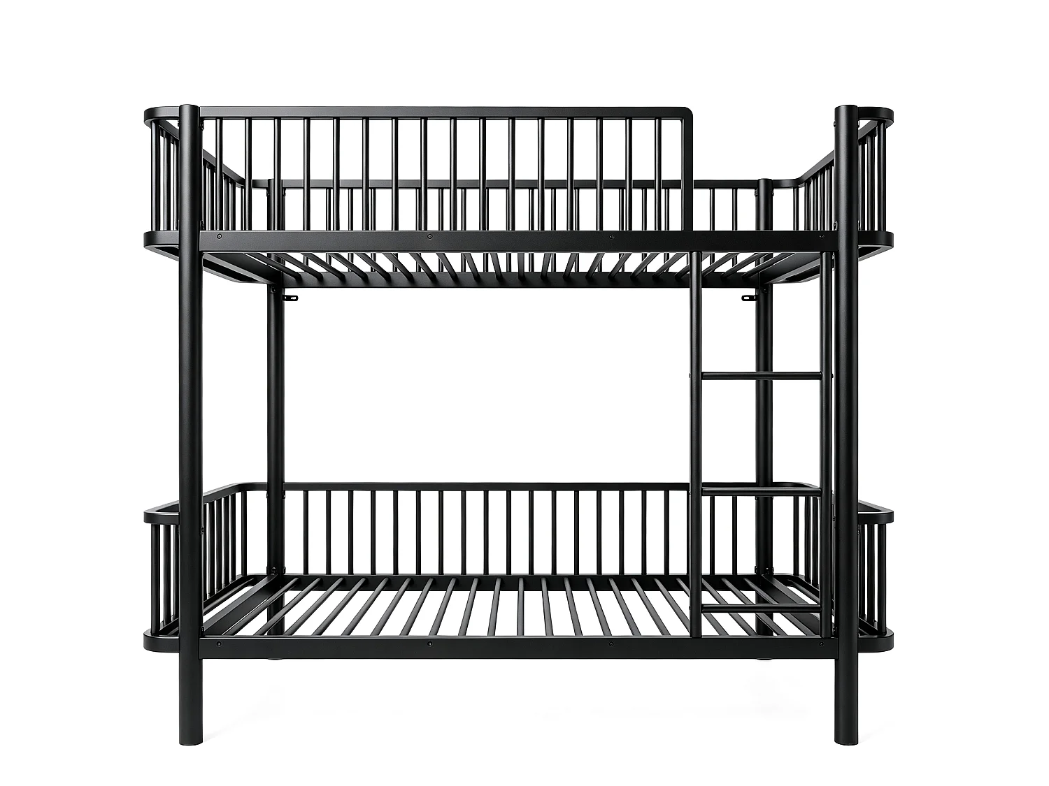 Lit superposé en métal pour enfant 90x200cm - Coins arrondis - Pieds allongés - Avec barrières de sécurité - noir (Matelas non inclus)