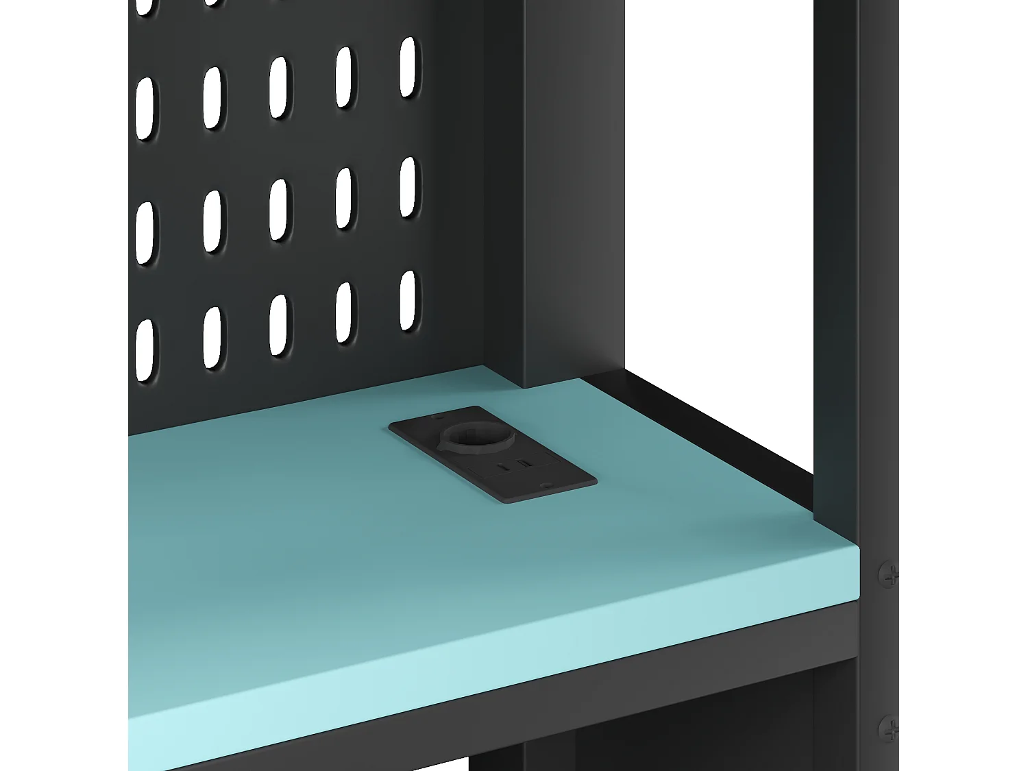Lit mezzanine en métal 140x200 cm - avec bureau intégré - éclairage LED et étagères de rangement - Noir (Matelas non inclus)