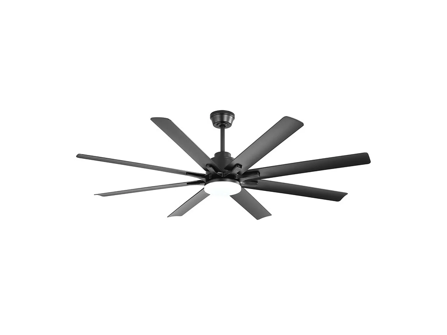 Ventilatore da Soffitto Smart 168cm, 66" - 8 Pale in ABS Polimero, Motore DC Ultra-Silenzioso, Illuminazione LED, Telecomando, Applicazione dedicata - Nero Opaco
