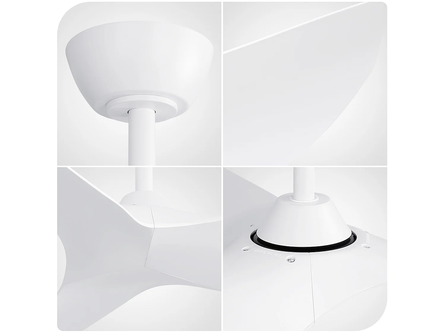 Plafondventilator 96cm, 38" - DC-motor Ultra-Stil, 3 ABS-bladen, 2 ophangstangen, Afstandsbediening, Omkeerbaar - Mat Wit