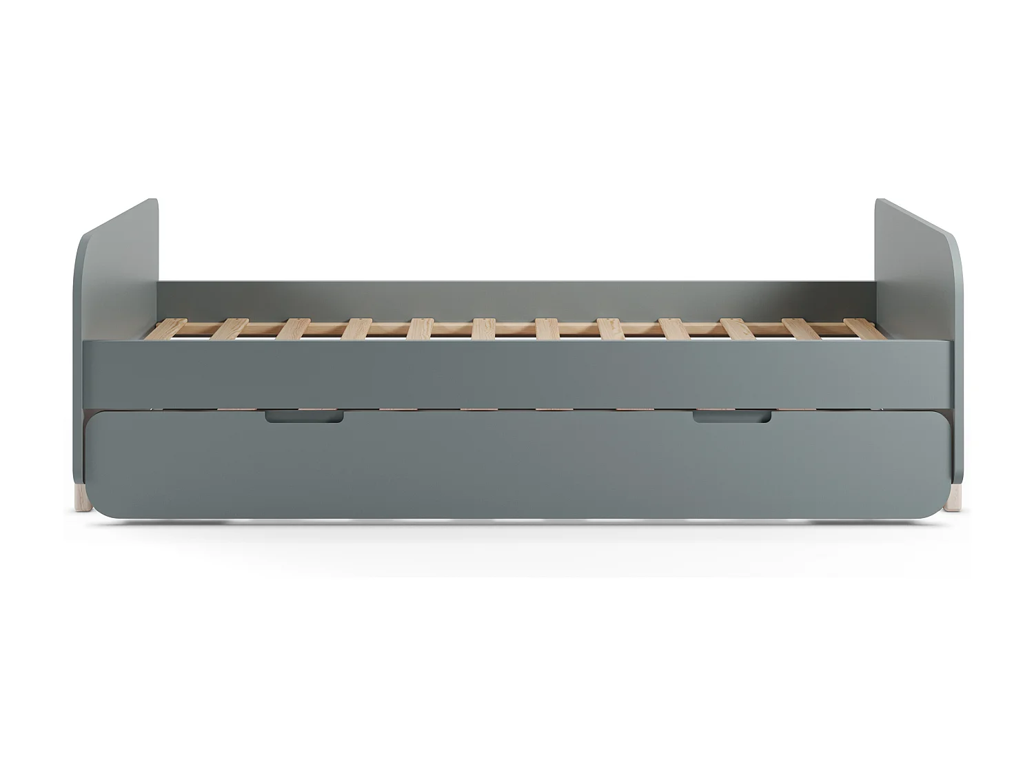 Lit gigogne 2 x 90 x 190 cm - MDF et pin - Vert sauge et naturel clair + Matelas - TALUDO