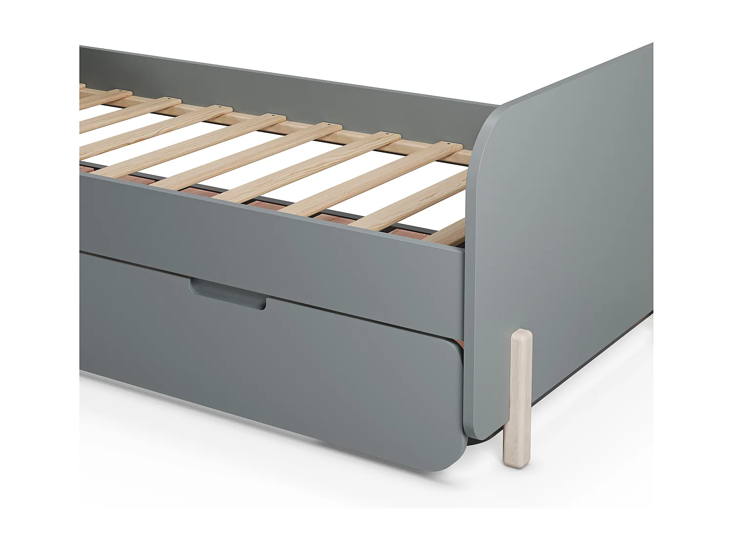 Lit gigogne 2 x 90 x 190 cm - MDF et pin - Vert sauge et naturel clair + Matelas - TALUDO