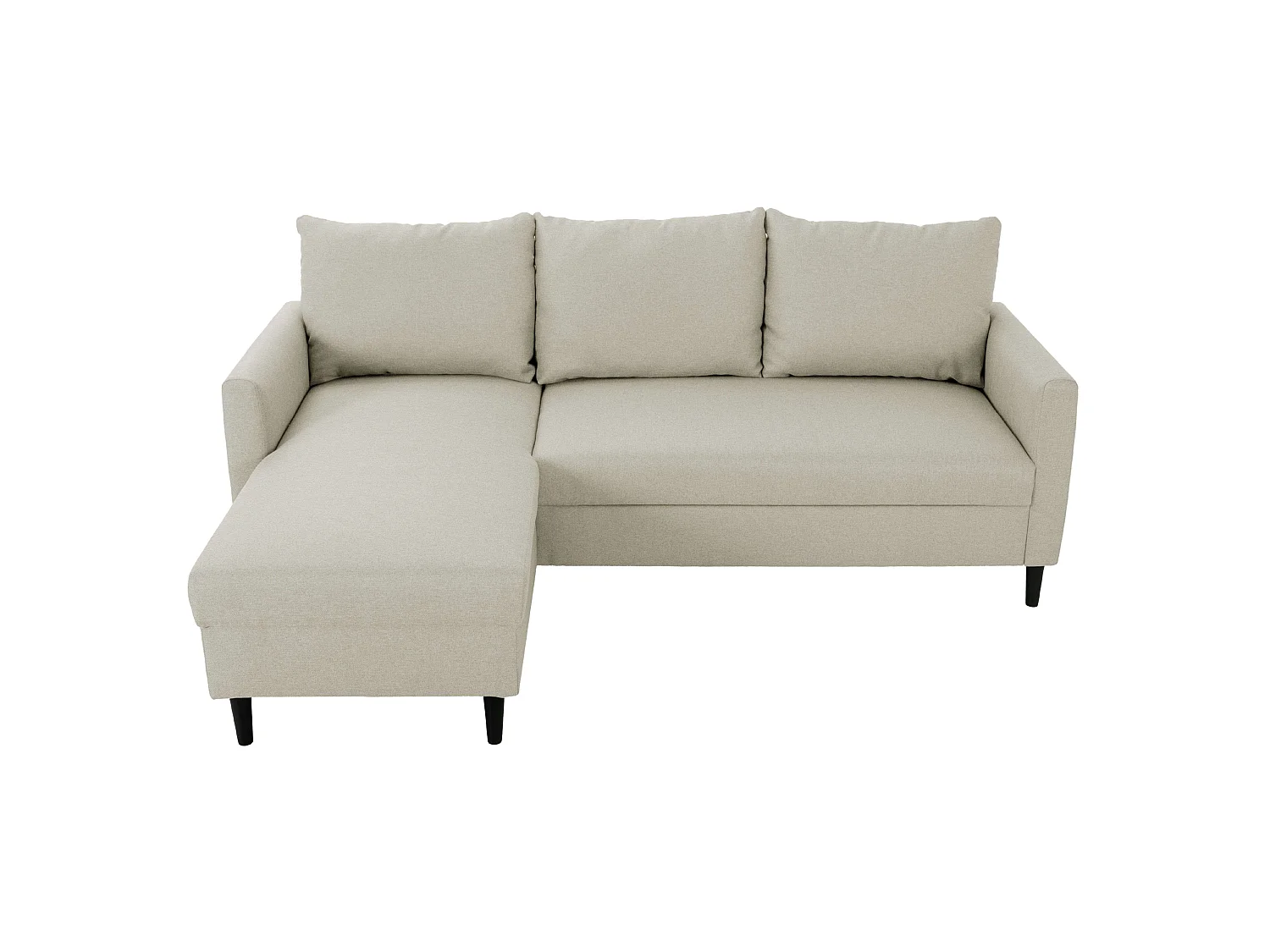 Sofá de canto Capri bege com chaise longue reversível, 3 lugares