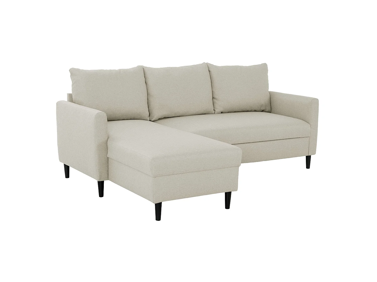 Sofá de canto Capri bege com chaise longue reversível, 3 lugares