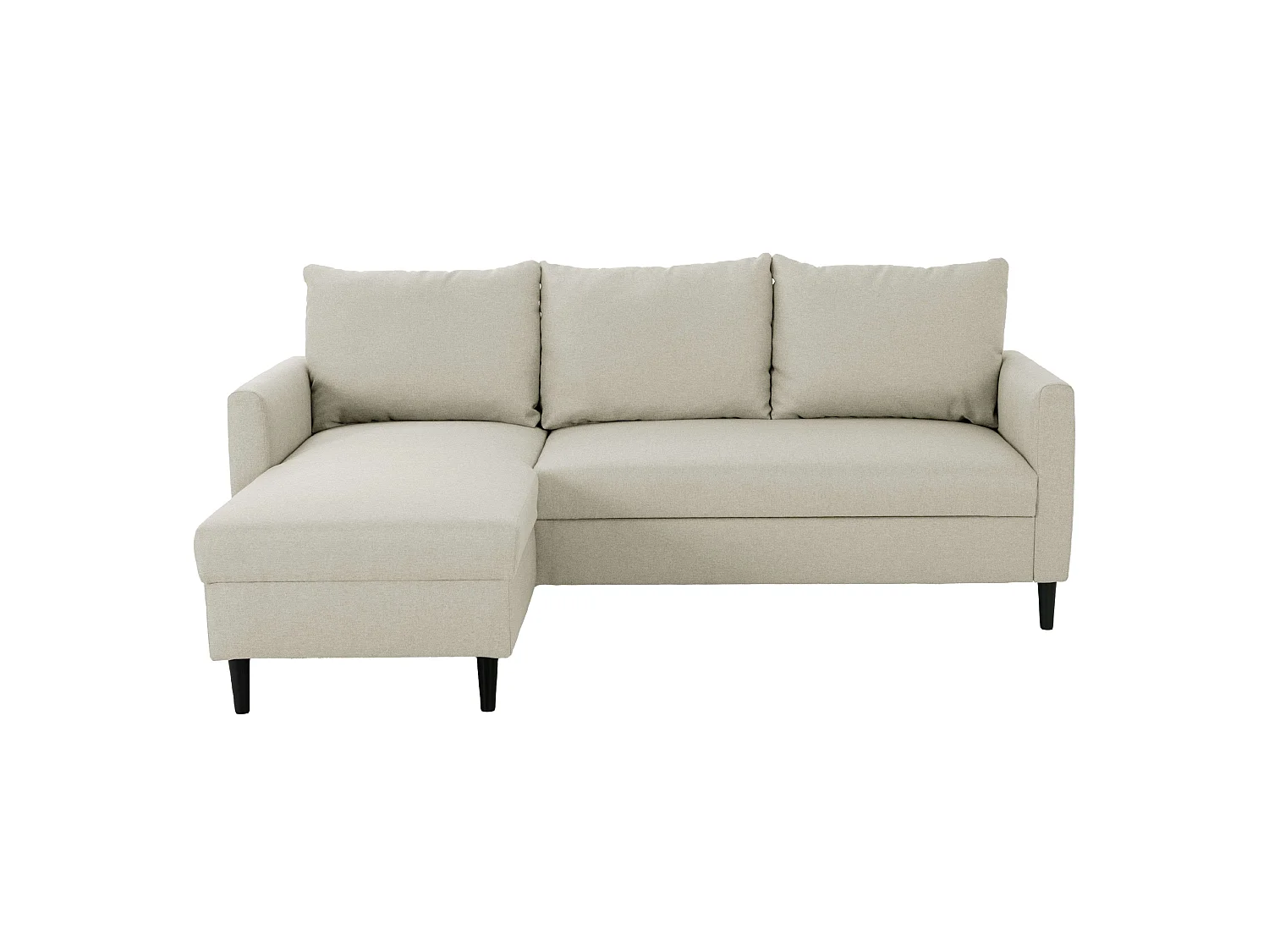 Sofá de canto Capri bege com chaise longue reversível, 3 lugares