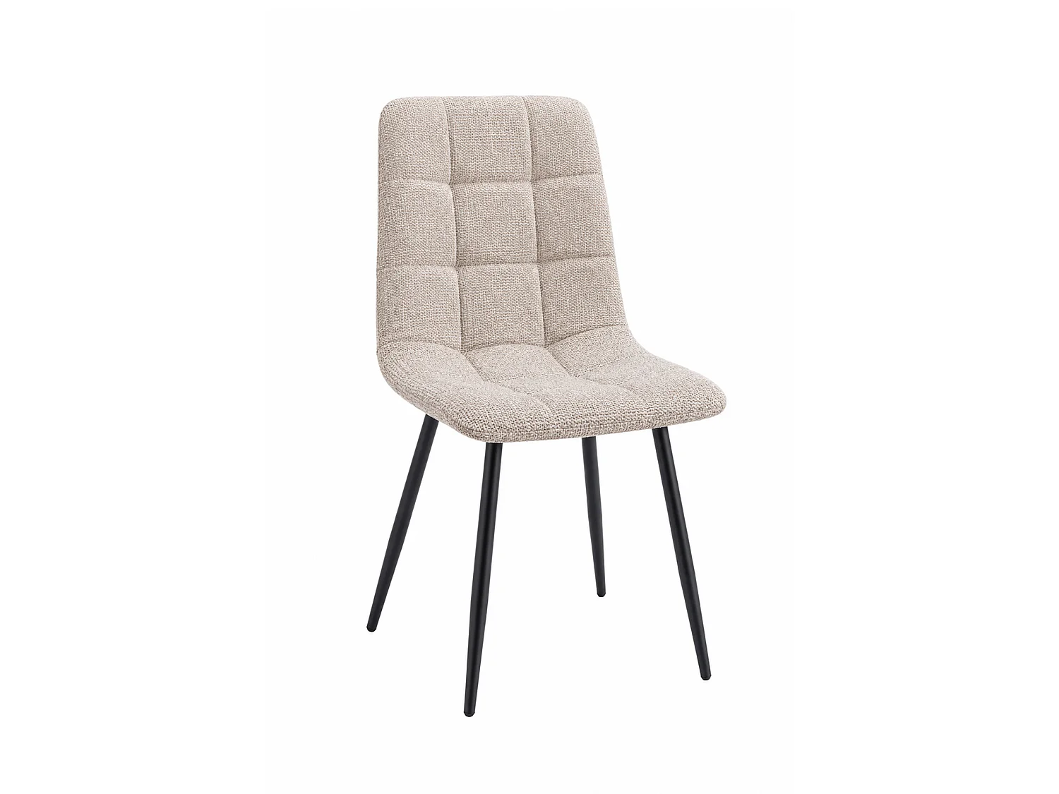 Pack de 4 sillas de 88x43x54 cm de tela en beige claro y patas metálicas negras Astrid
