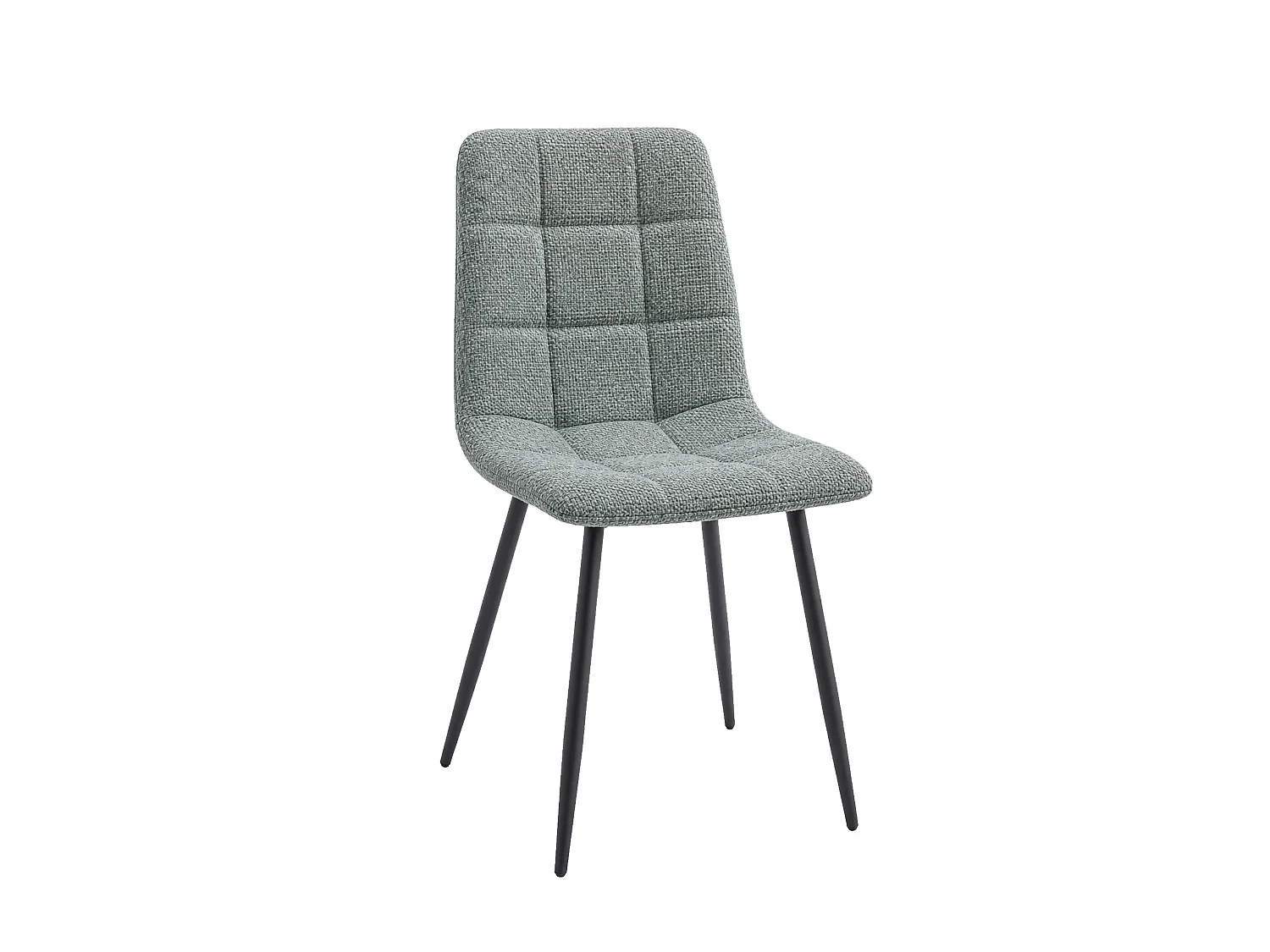 Pack de 4 sillas de 88x43x54 cm de tela en verde menta y patas metálicas negras Astrid