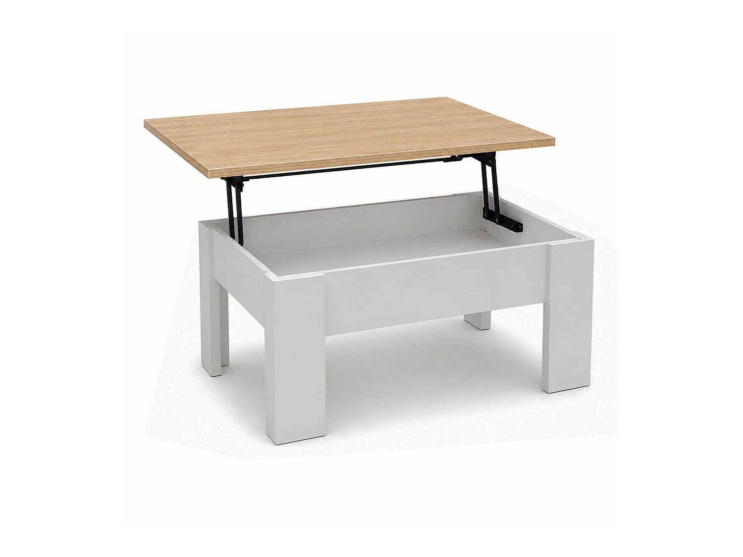 Mesa de centro elevable de 45-58x100x52 cm de melamina en color blanco y roble Premier 4