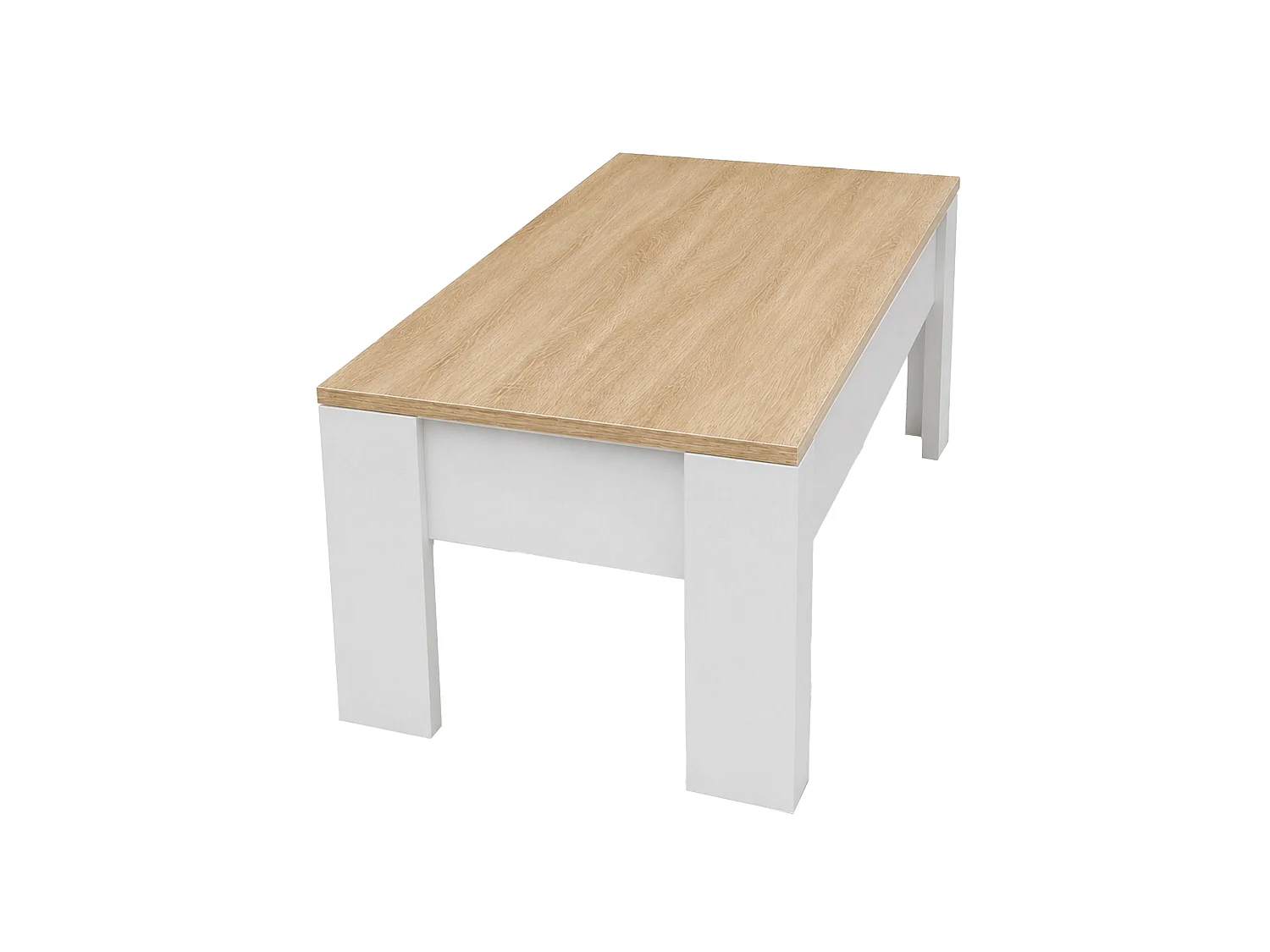 Mesa de centro elevable de 45-58x100x52 cm de melamina en color blanco y roble Premier 4