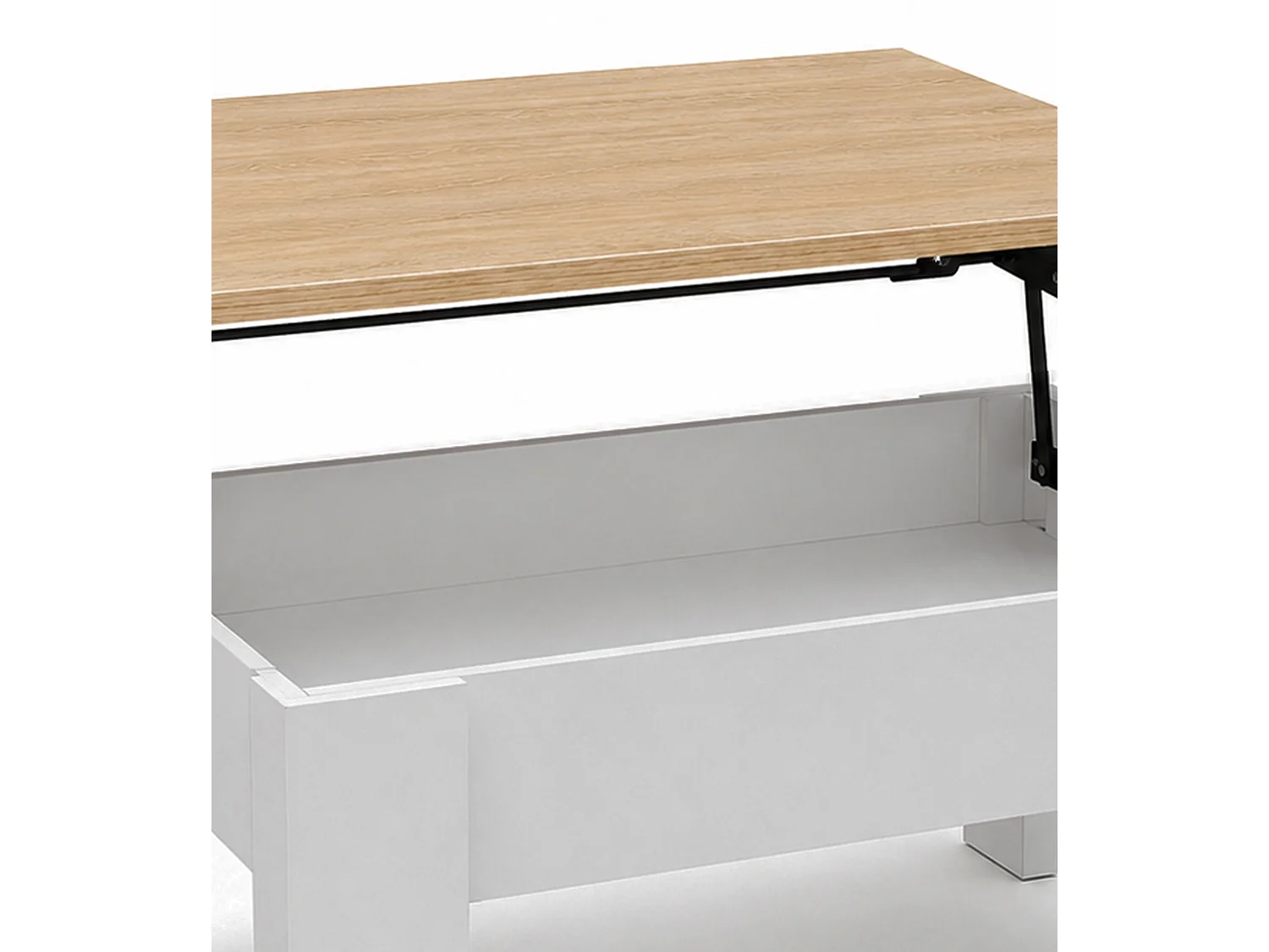 Mesa de centro elevable de 45-58x100x52 cm de melamina en color blanco y roble Premier 4