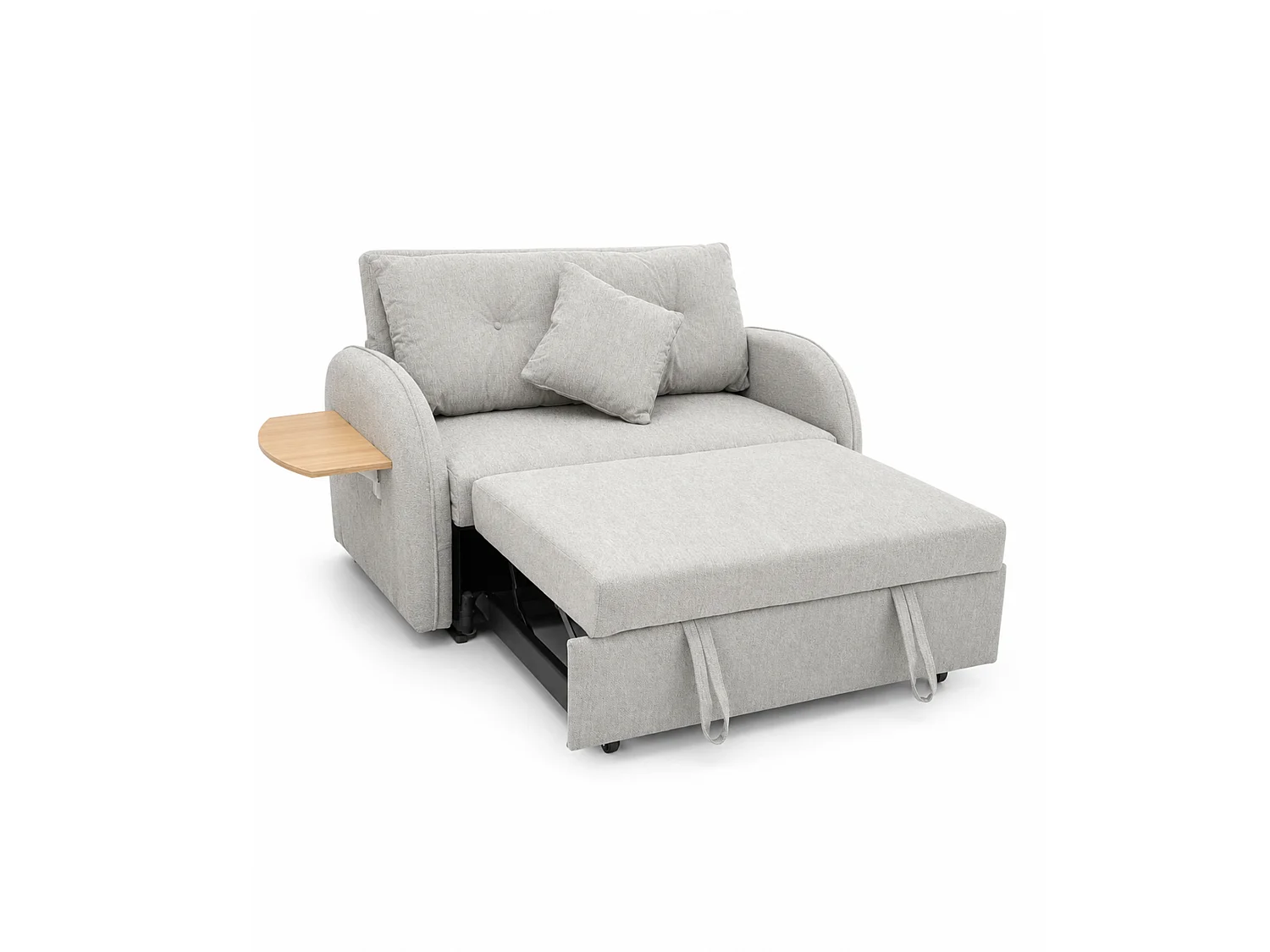 Sofá cama de 2 plazas de 88x143x95-220 cm con dos inclinaciones de tela en color gris Thor