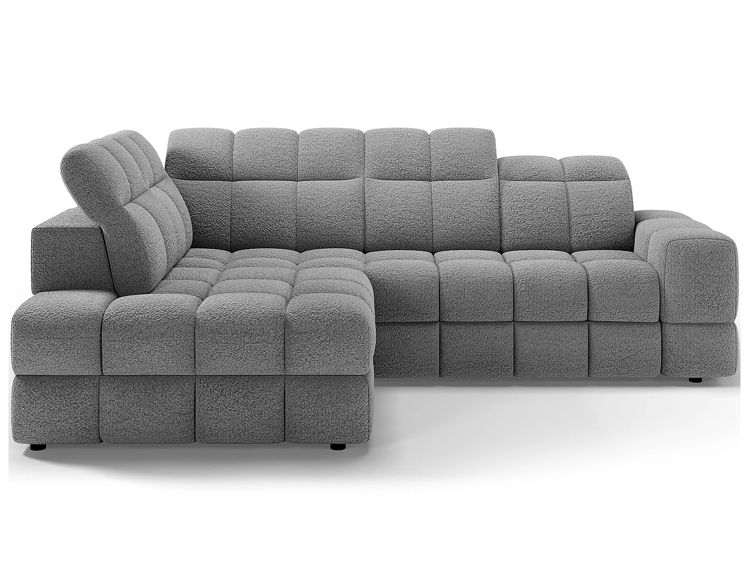 Ecksofa Bronon mit Schlaffunktion und Bettkasten – Modernes Design, verstellbare Kopfstützen und verschiebbare Rückenlehnen