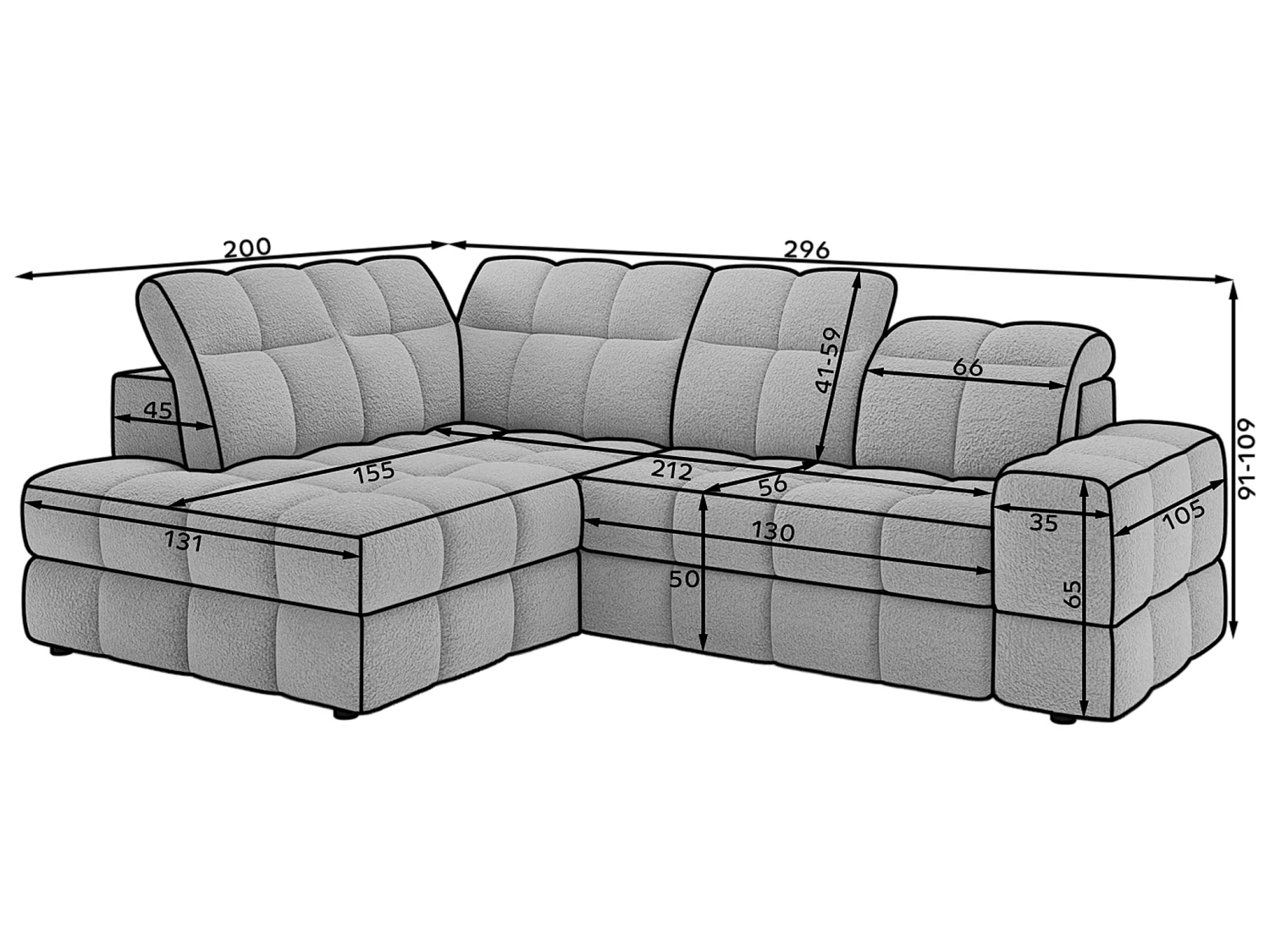 Ecksofa Bronon mit Schlaffunktion und Bettkasten – Modernes Design, verstellbare Kopfstützen und verschiebbare Rückenlehnen
