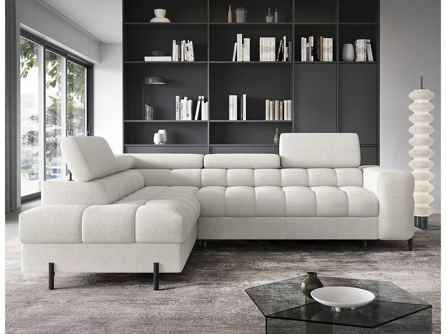 Wohnlandschaft FERUCCE Ecksofa L-Form – Polsterecke mit Schlaffunktion, Bettkasten & verstellbaren Kopfstützen 276 cm