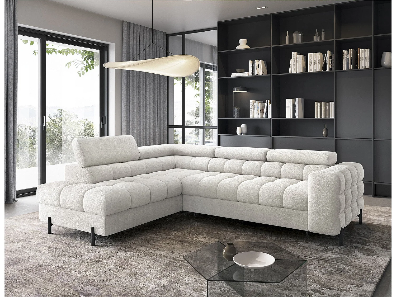Wohnlandschaft FERUCCE Ecksofa L-Form – Polsterecke mit Schlaffunktion, Bettkasten & verstellbaren Kopfstützen 276 cm