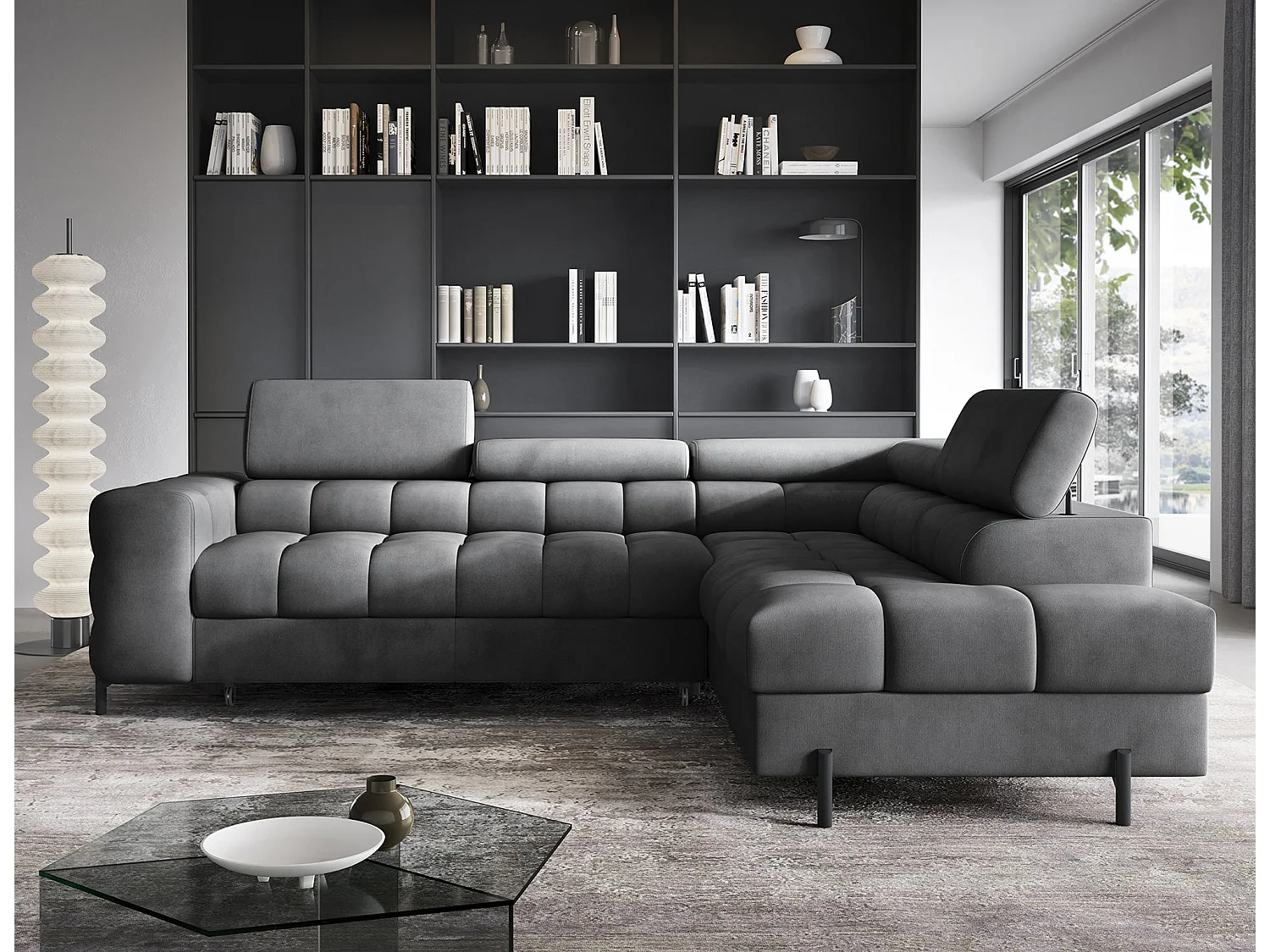 Wohnlandschaft FERUCCE Ecksofa L-Form – Polsterecke mit Schlaffunktion, Bettkasten & verstellbaren Kopfstützen 276 cm