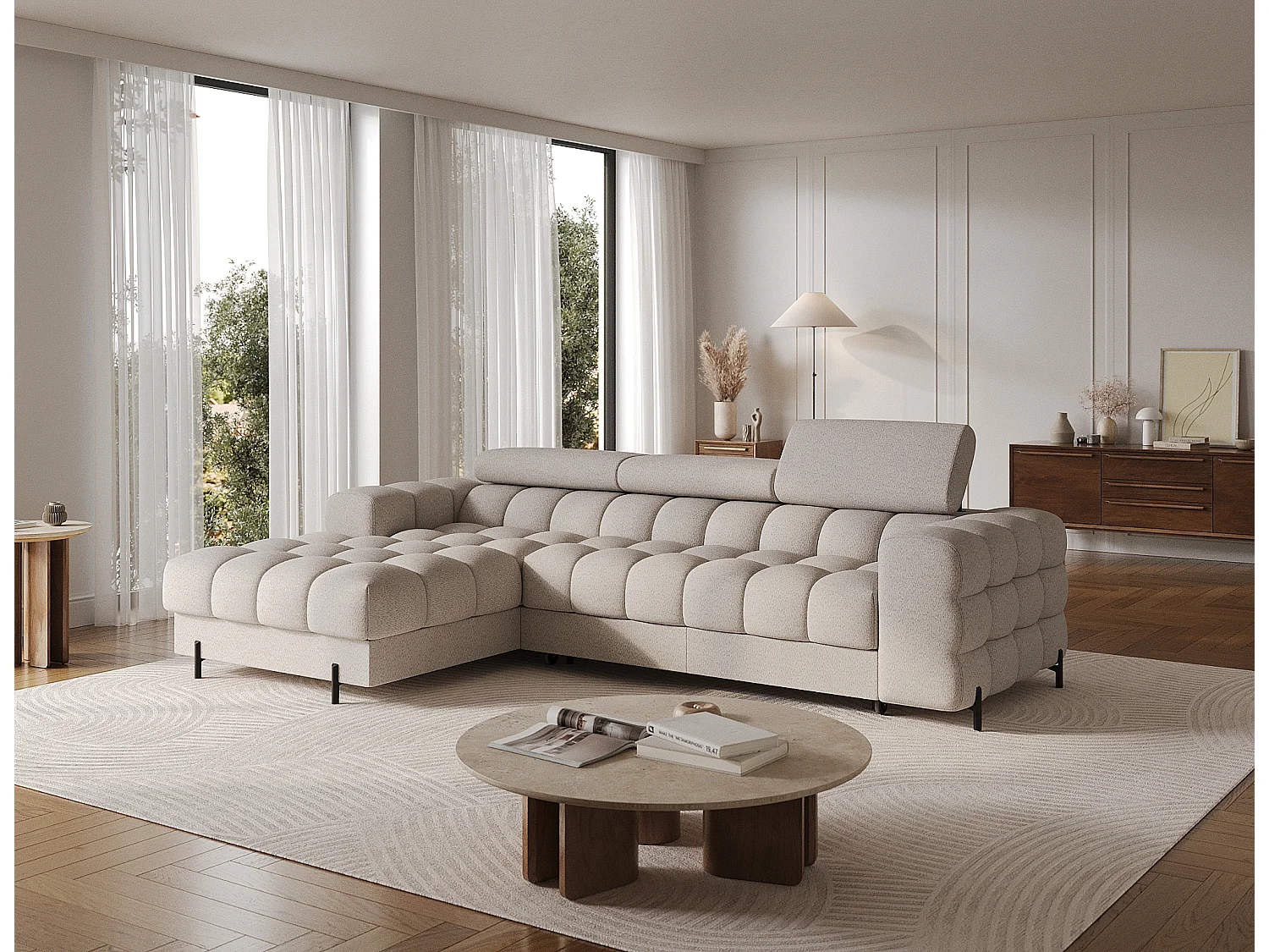 Ecksofa FELRO mit Schlaffunktion, Bettkasten & verstellbaren Kopfstützen – Modernes Premium-Ecksofa in L-Form